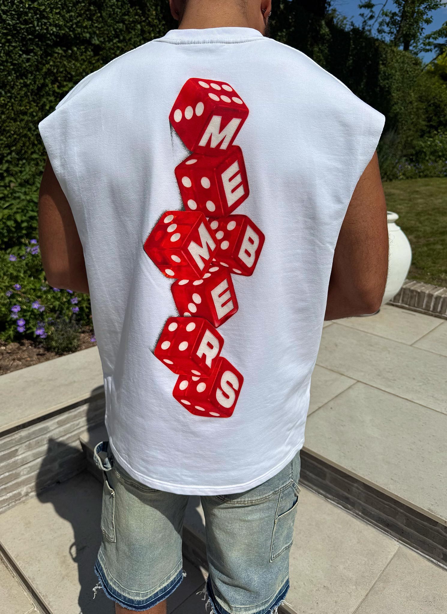 Members Dice Sleeveless T-Shirt - White