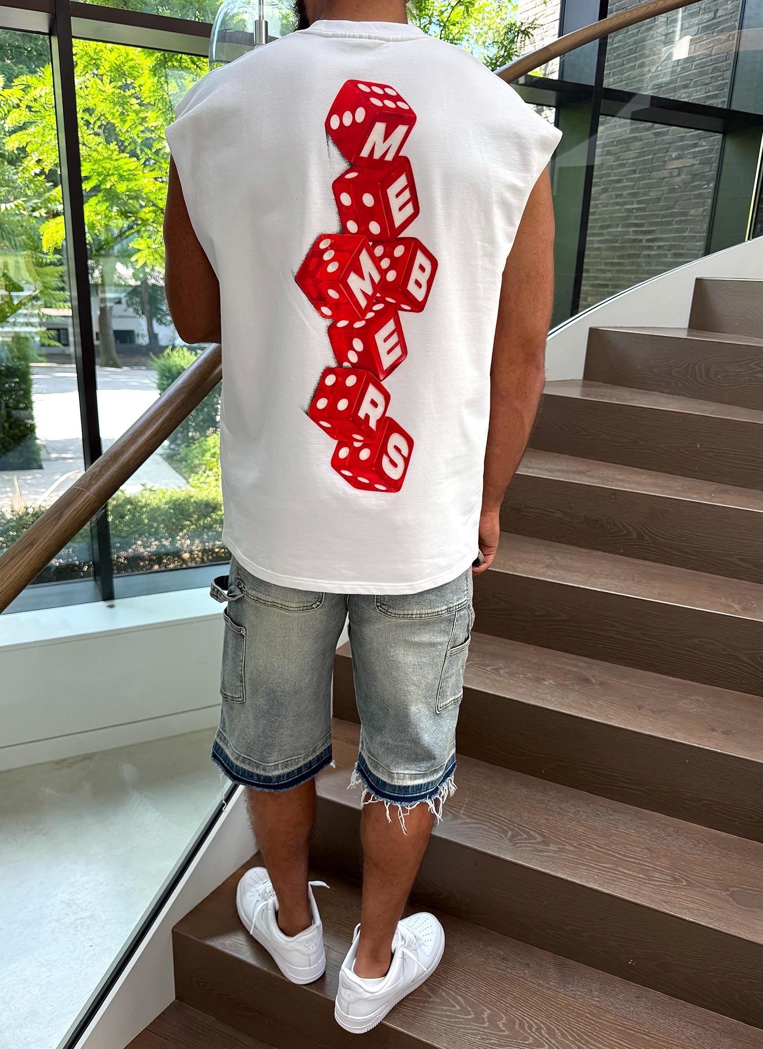 Members Dice Sleeveless T-Shirt - White