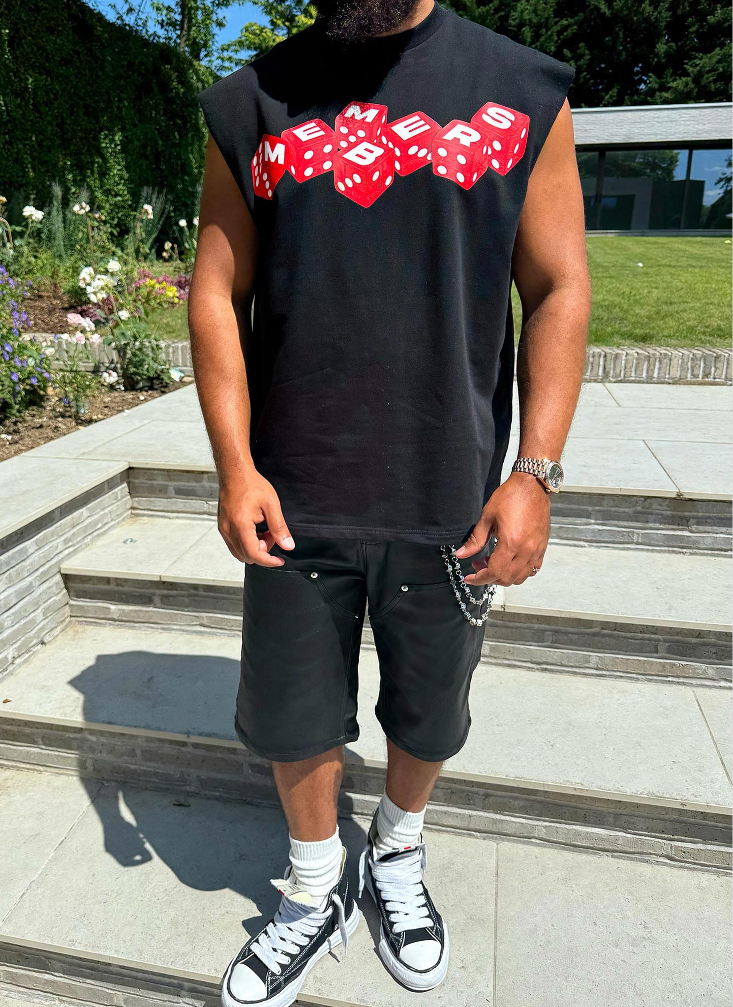 Members Dice Sleeveless T-Shirt - Black