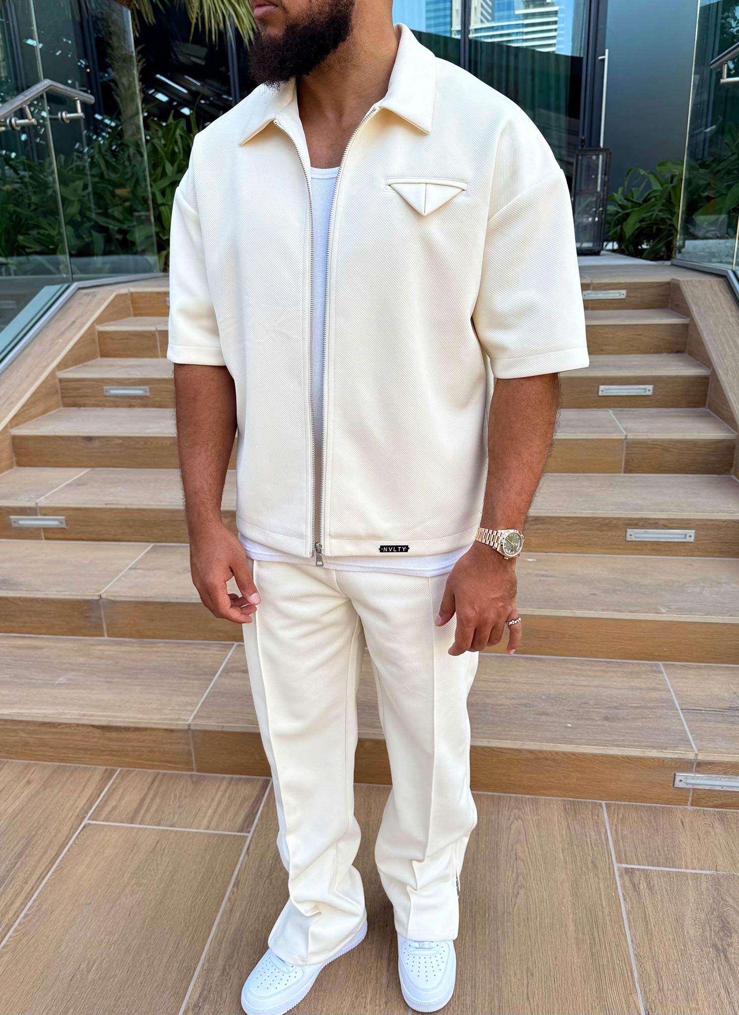 Twill Pleat Pants - Ivory