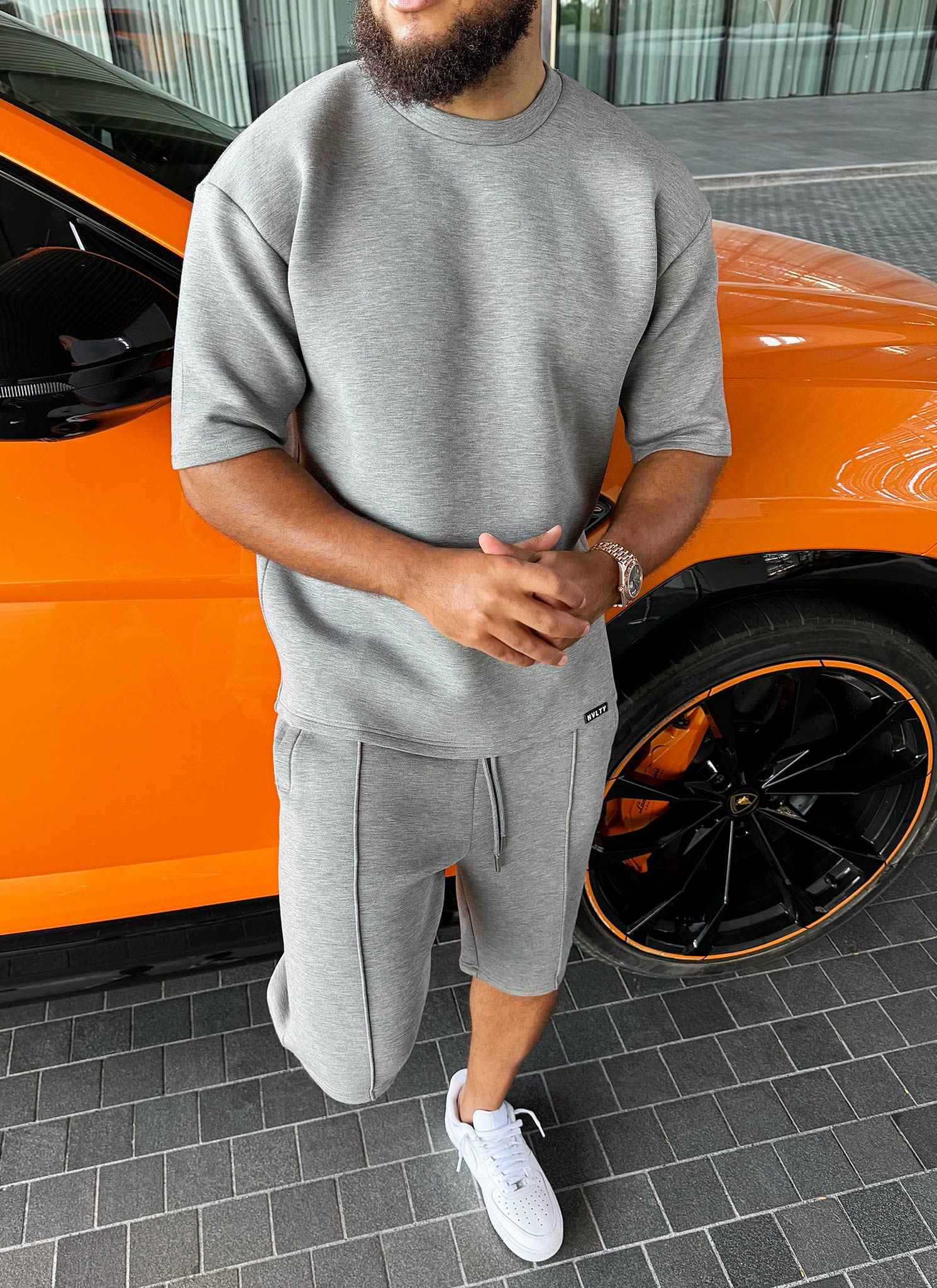 Strukturierte Scuba-Shorts - Grau