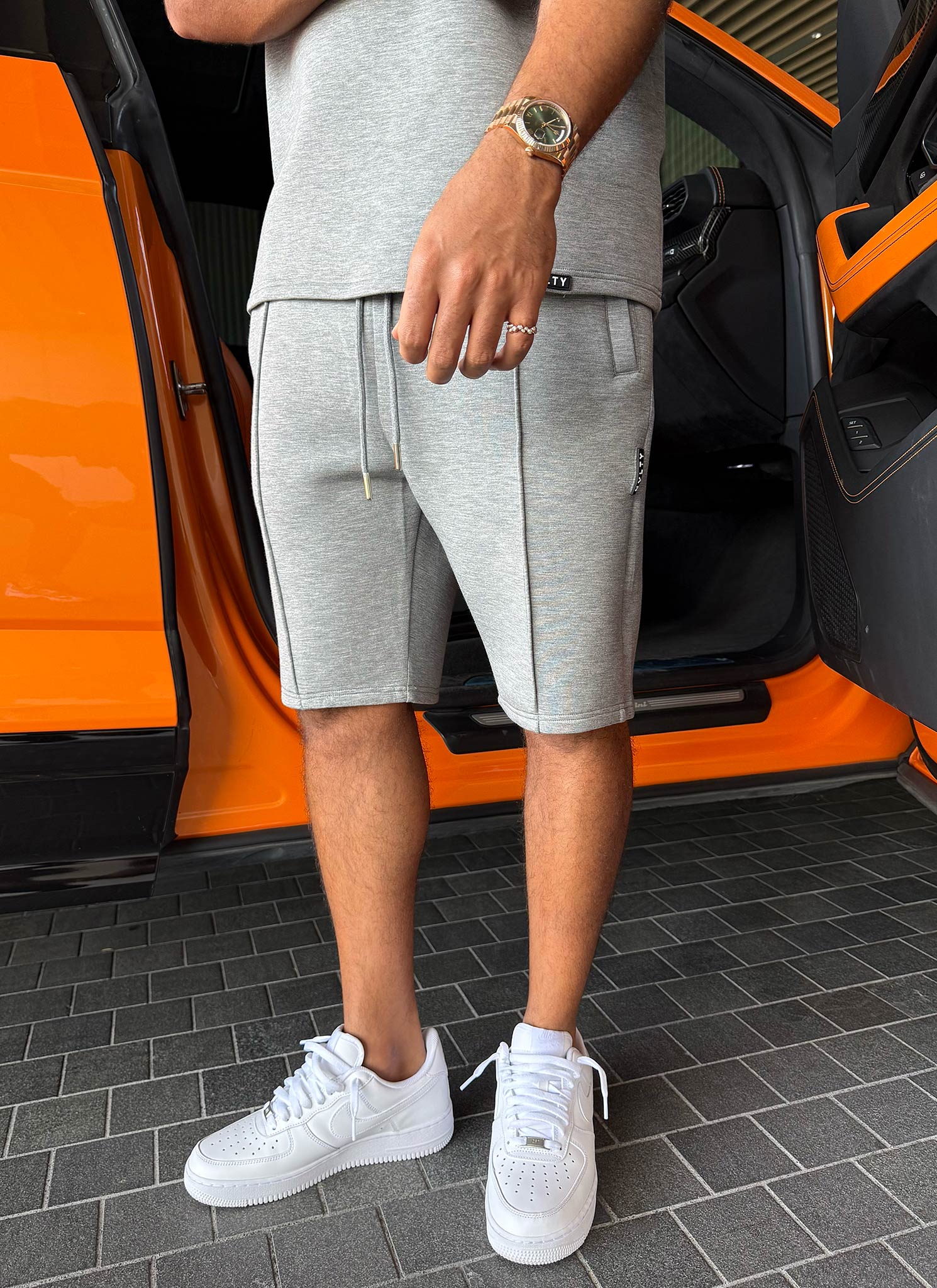 Strukturierte Scuba-Shorts - Grau