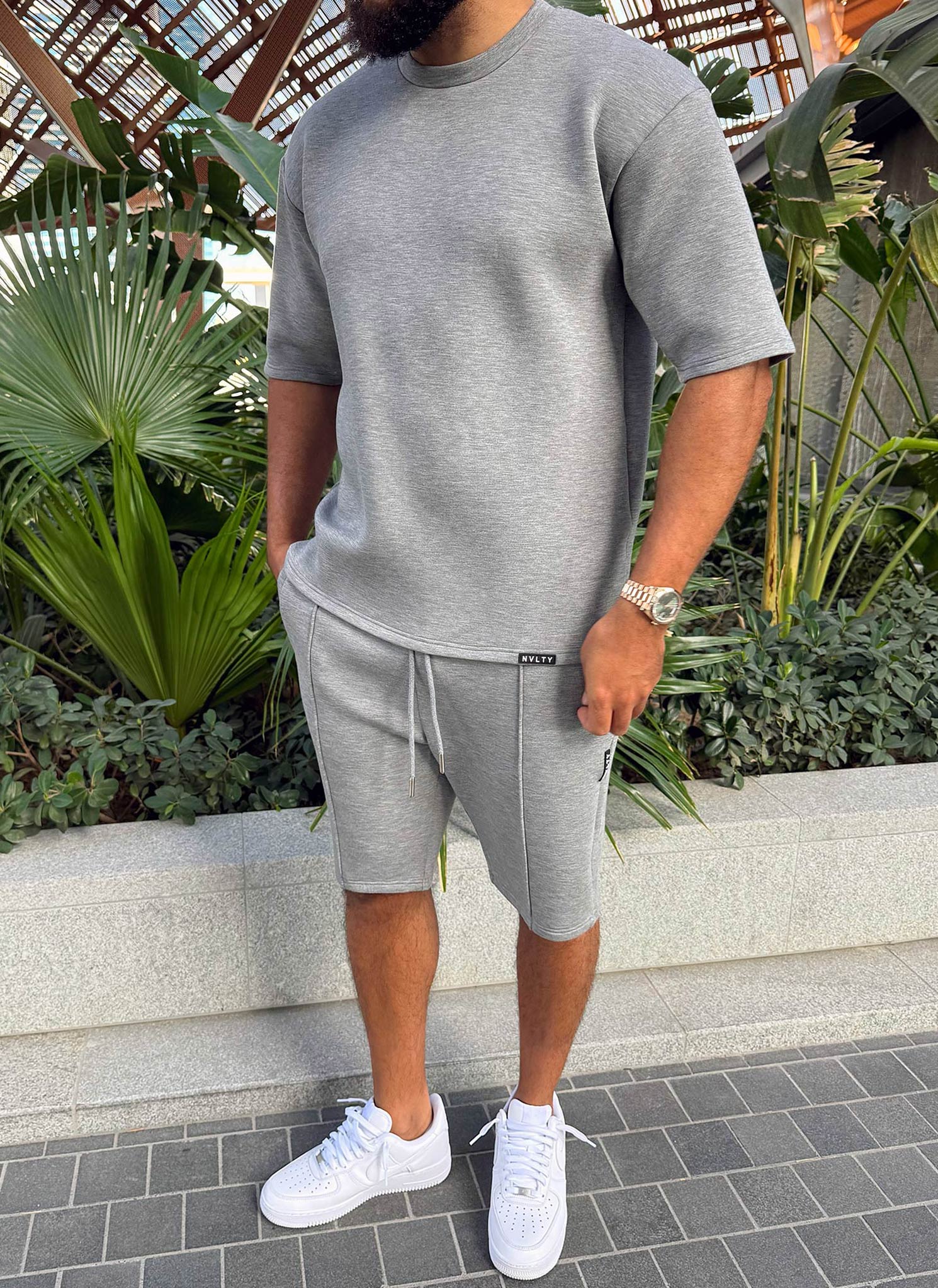 Strukturierte Scuba-Shorts - Grau