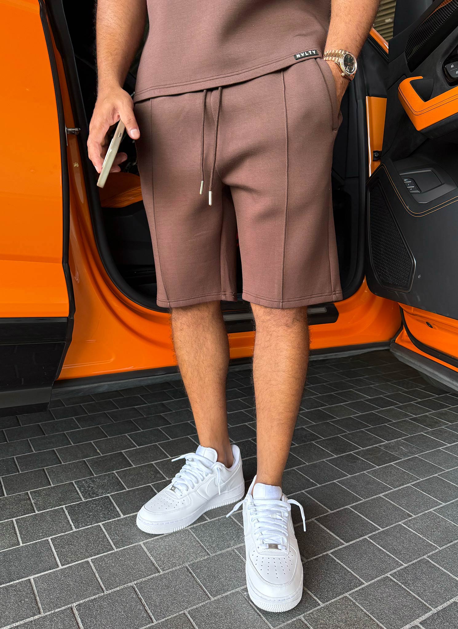 Strukturierte Scuba-Shorts - Braun