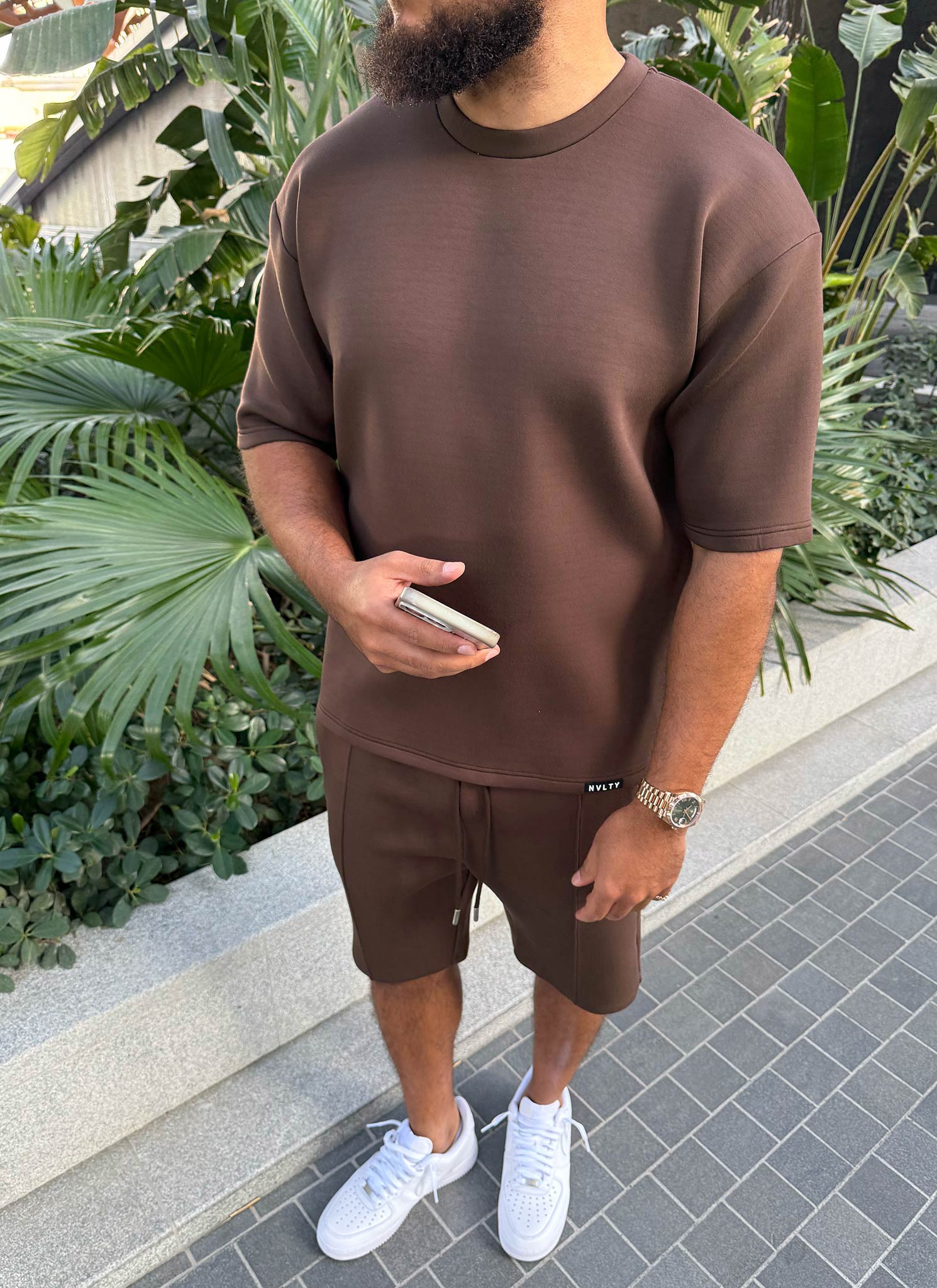 Scuba Structured T-Shirt - Brown