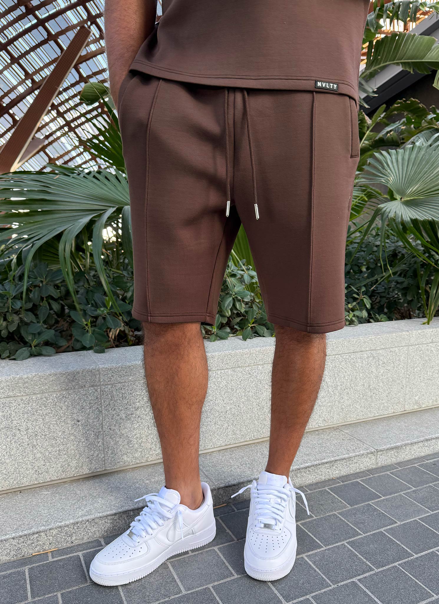 Strukturierte Scuba-Shorts - Braun