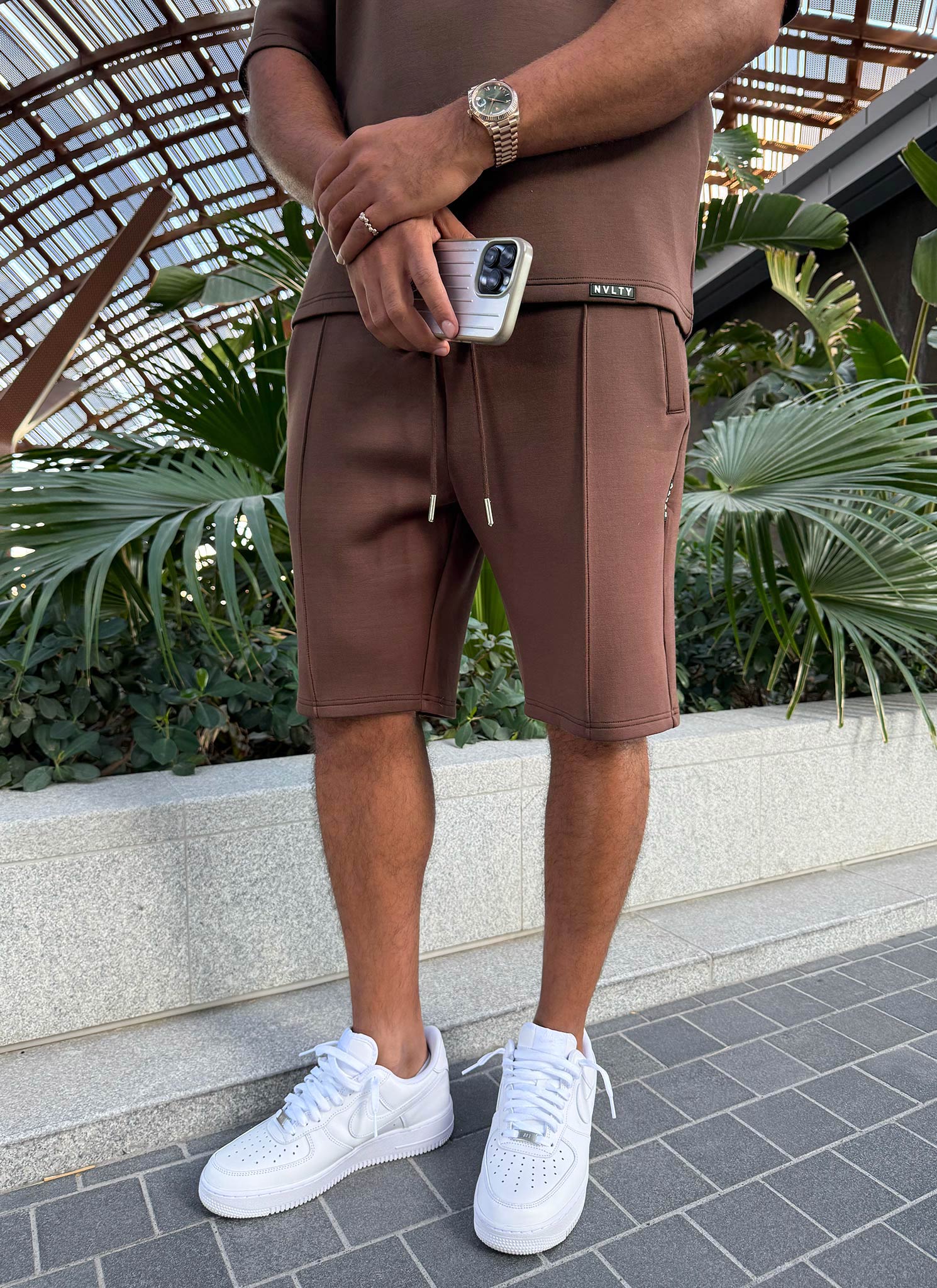 Strukturierte Scuba-Shorts - Braun