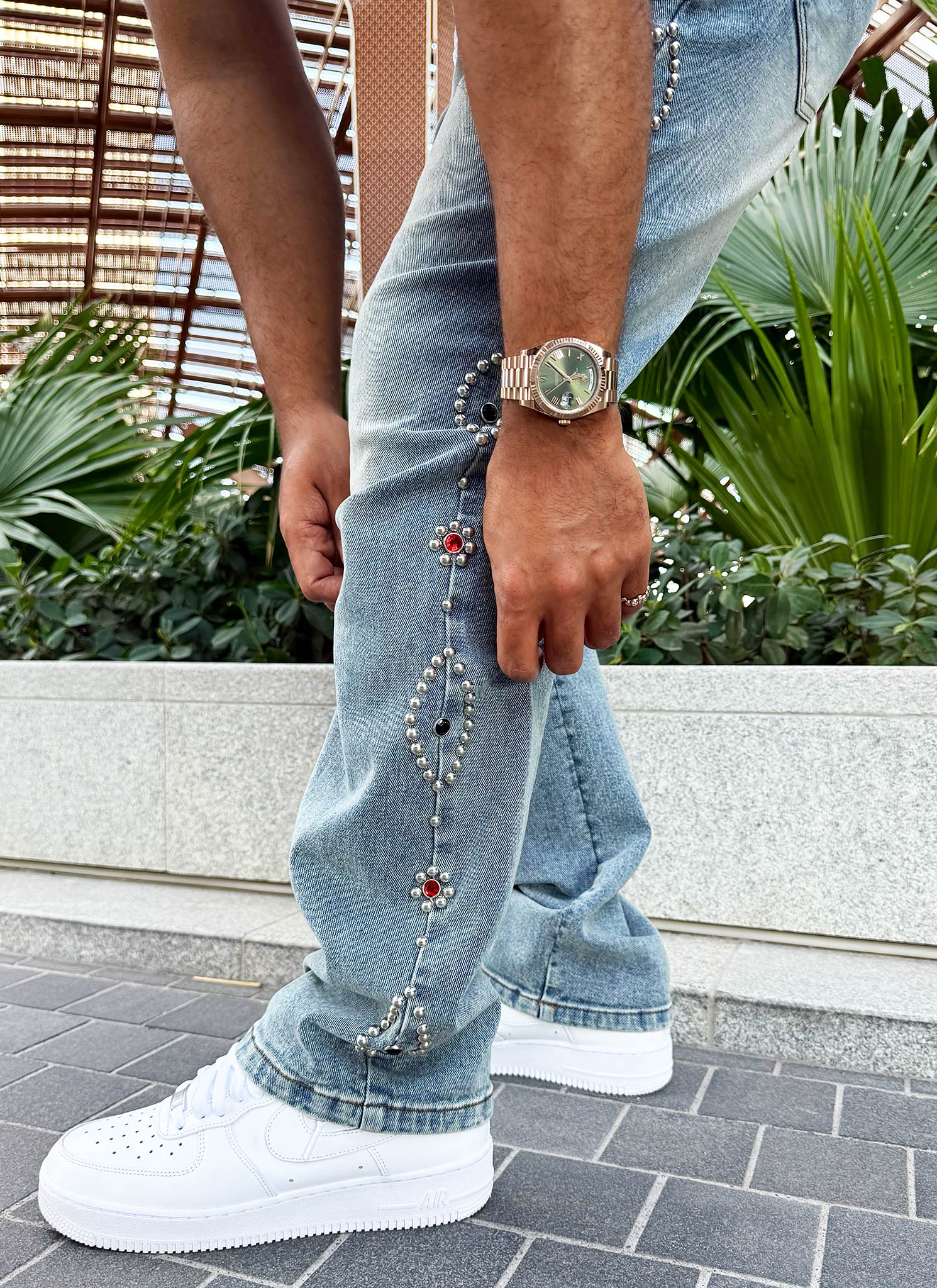 Vintage Studded Jeans - Blue