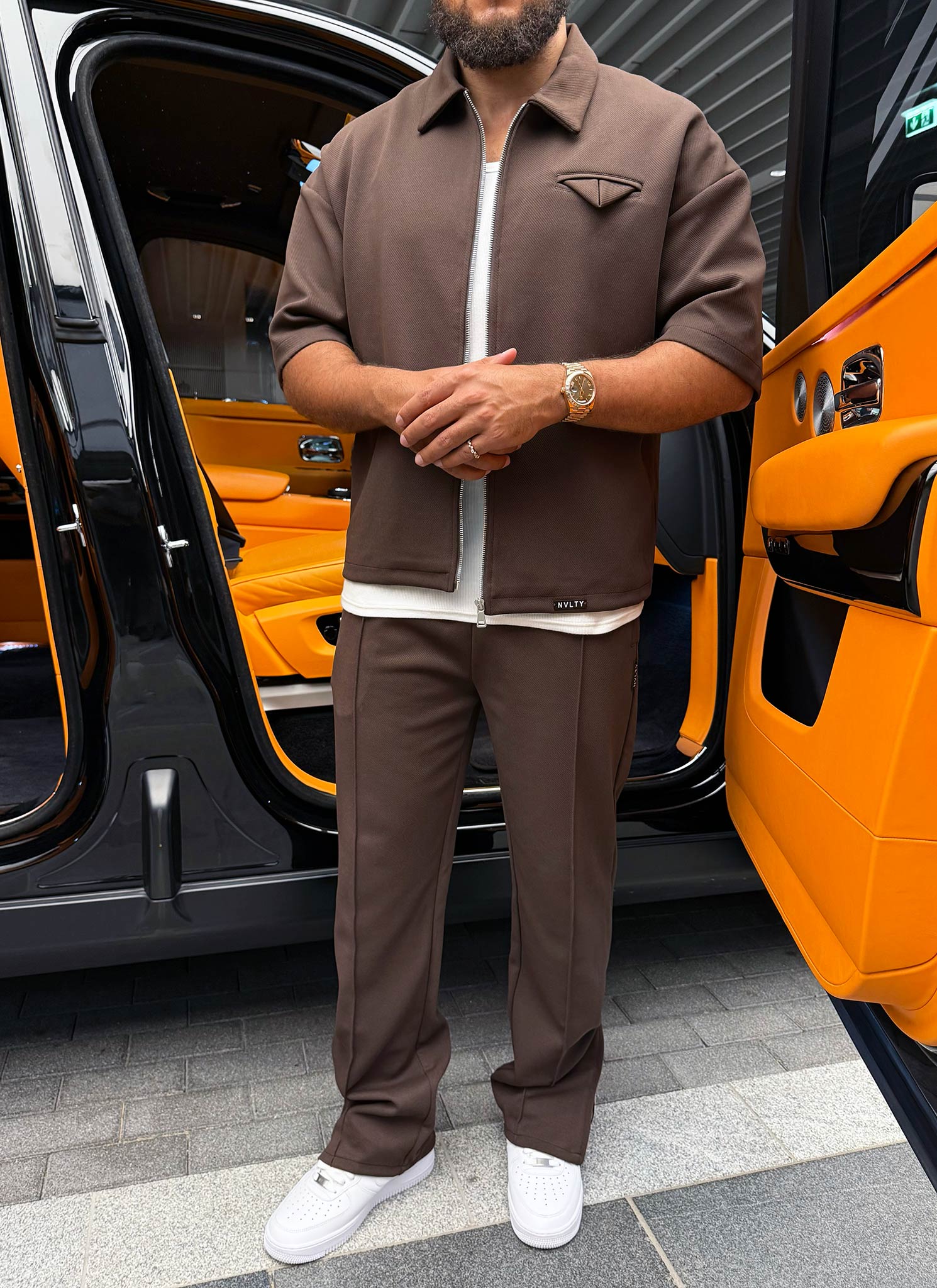 Twill Pocket Square Shirt - Brown