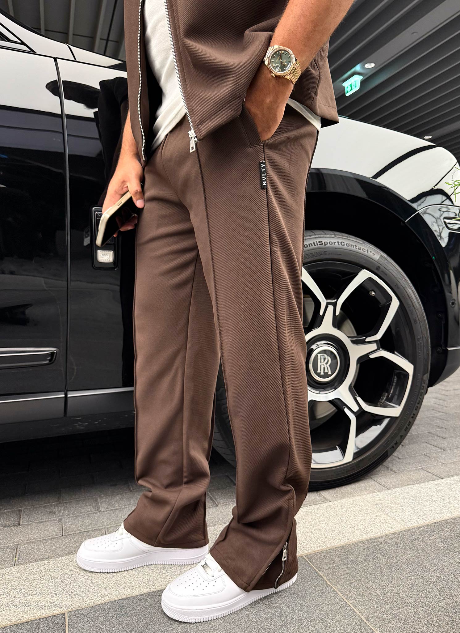 Twill Pleat Pants - Brown
