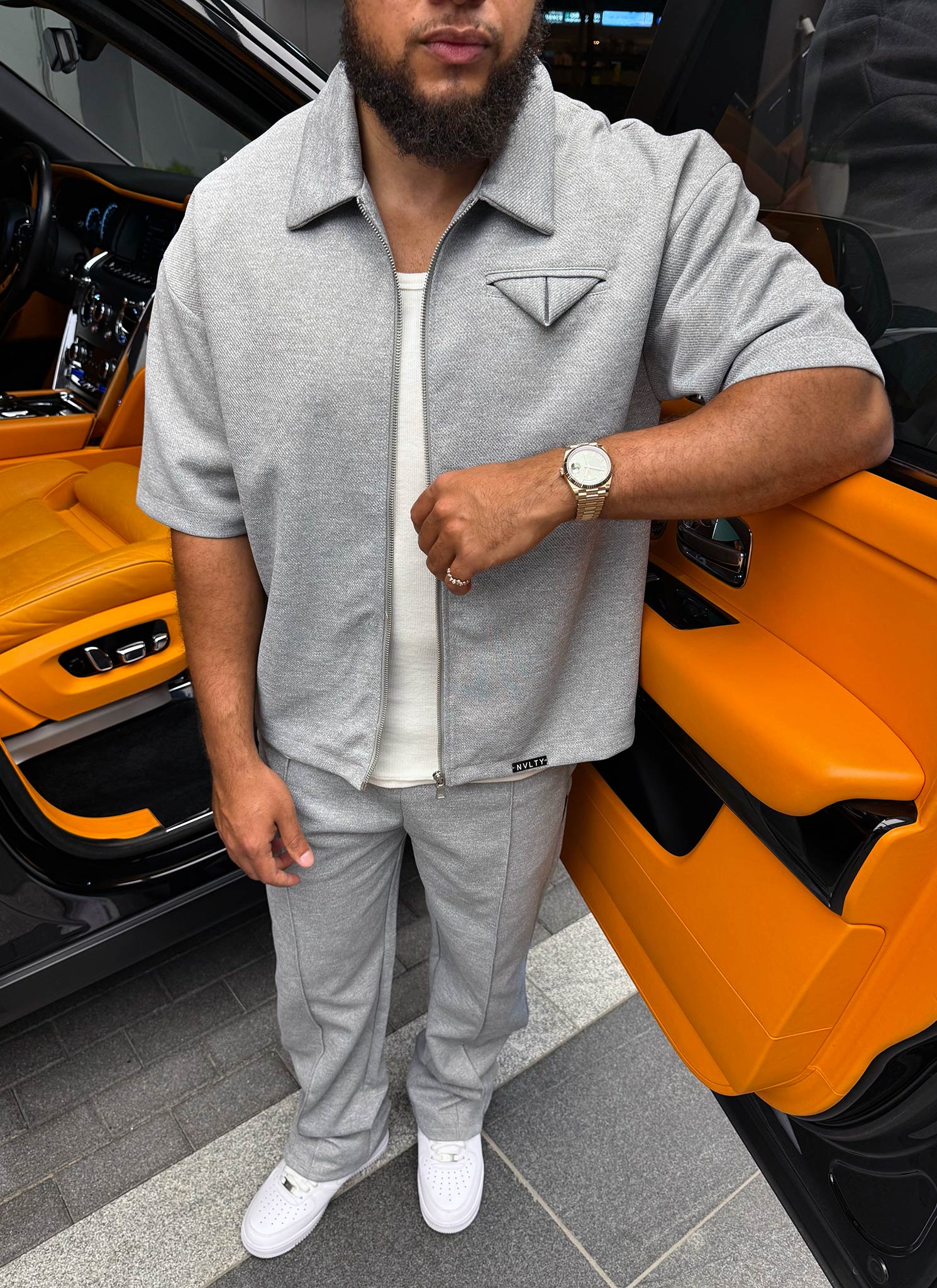 Twill Pleat Pants - Grey