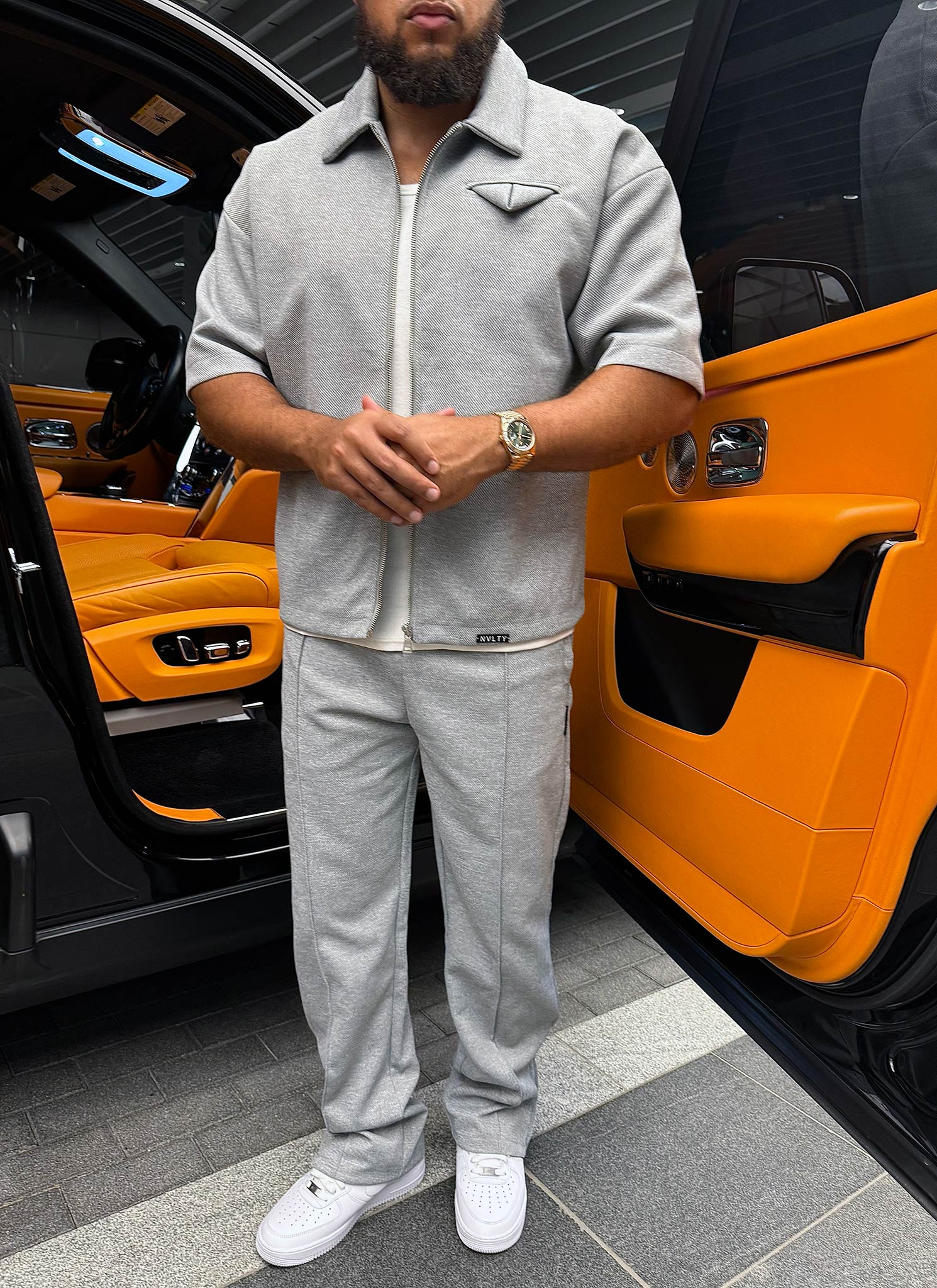 Twill Pleat Pants - Grey