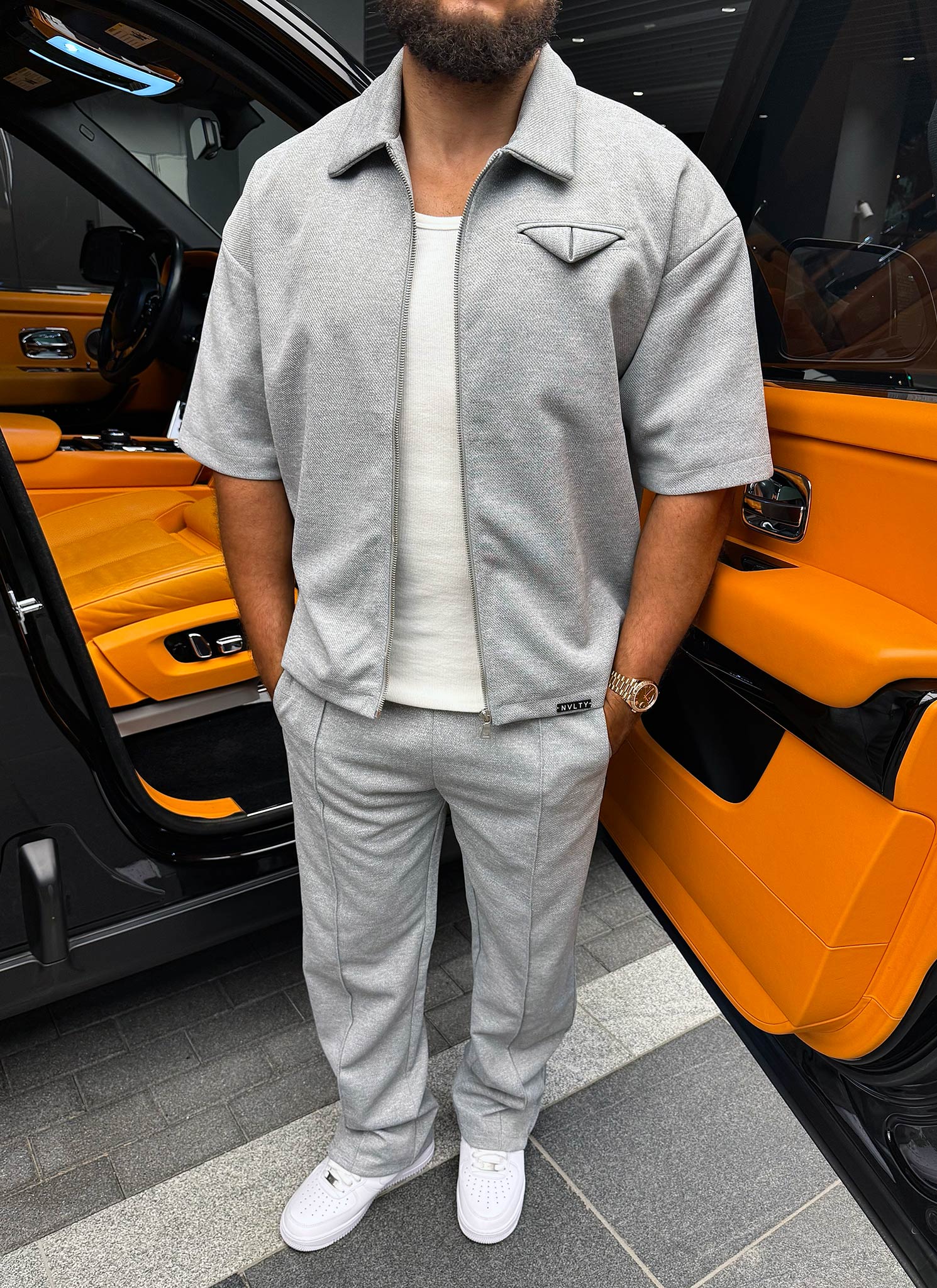 Twill Pocket Square Shirt - Grey