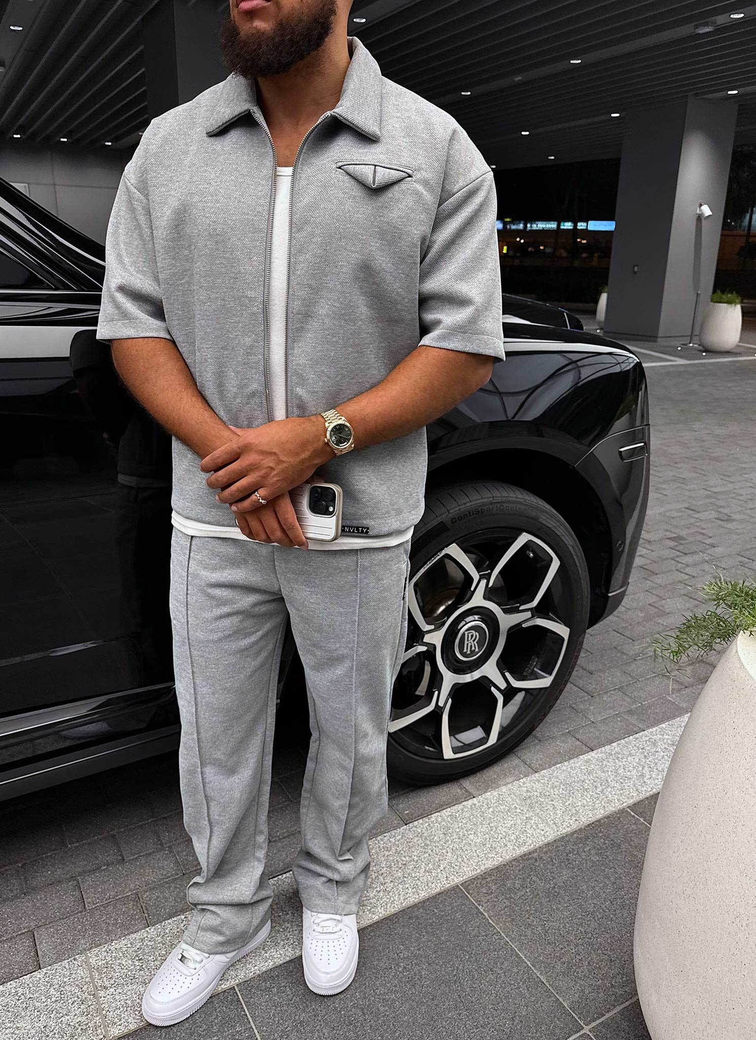 Twill Pocket Square Shirt - Grey