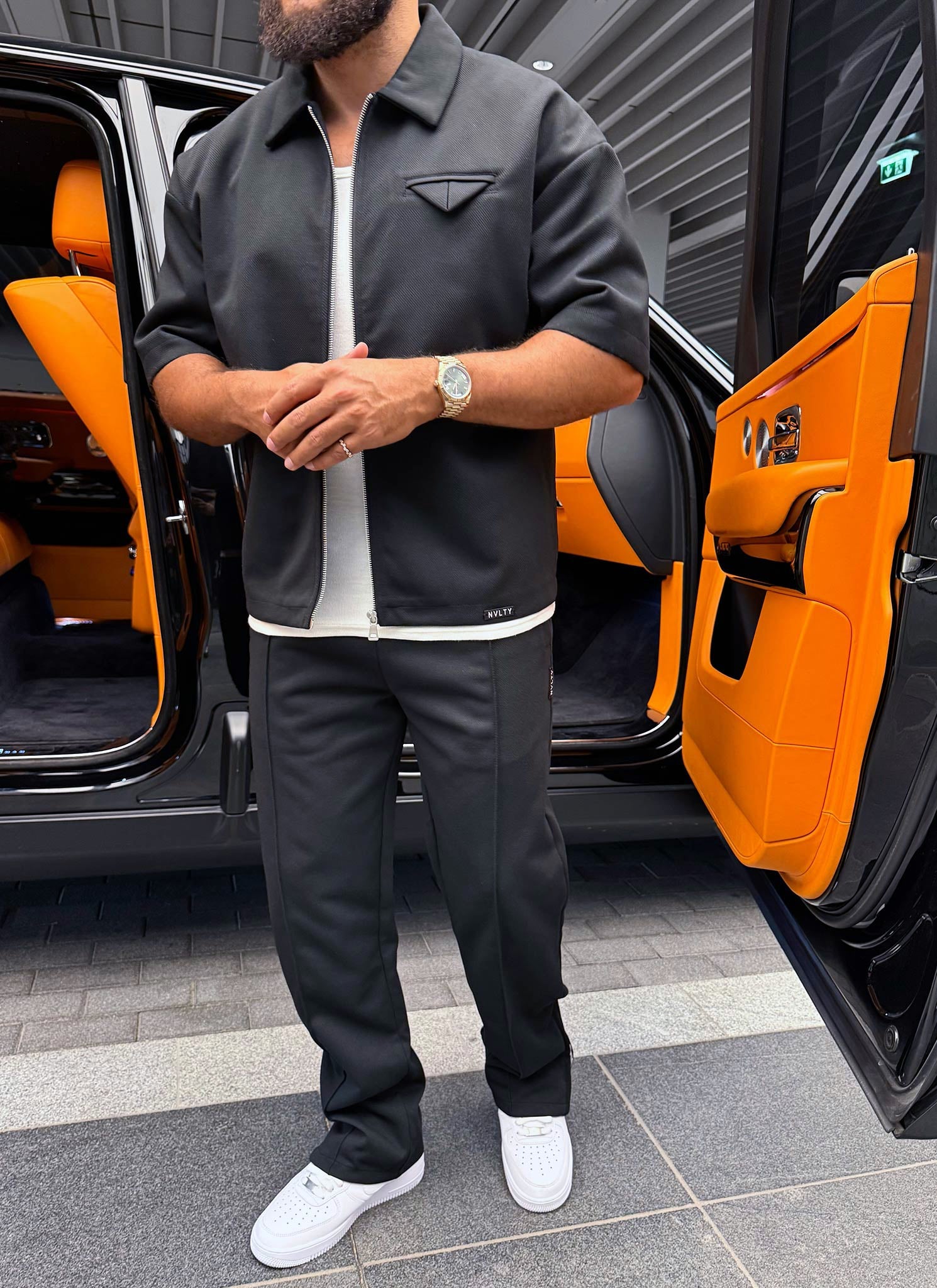 Twill Pocket Square Shirt - Black