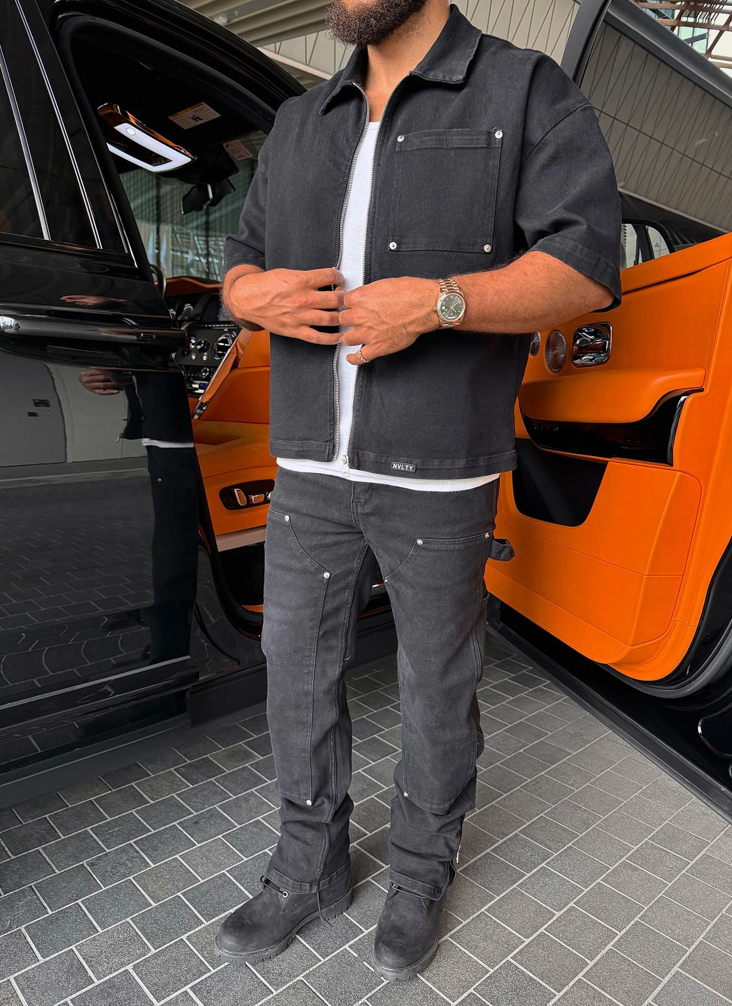 Vintage Rivet Denim Shirt - Black