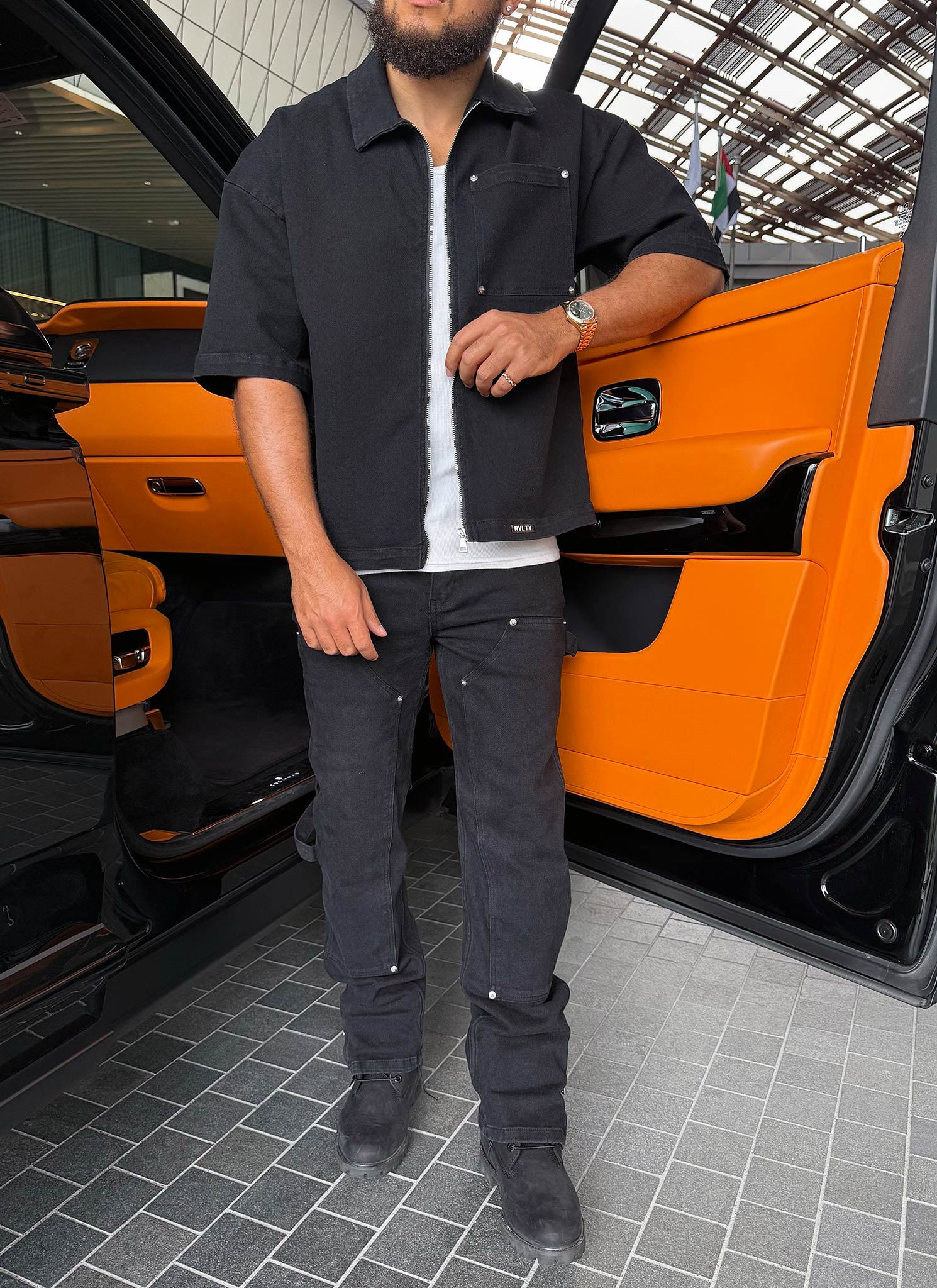 Vintage Rivet Denim Shirt - Black