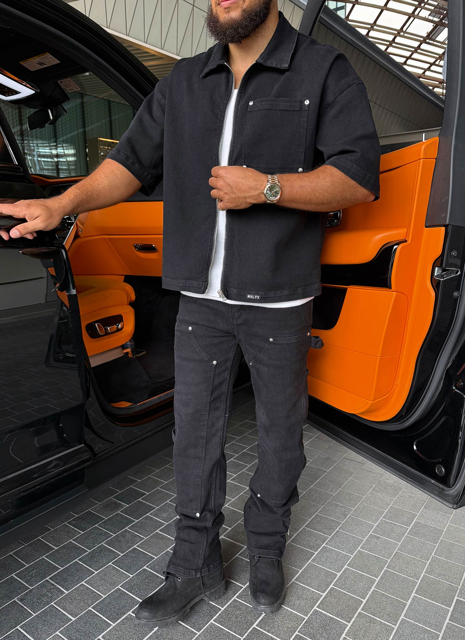 Vintage Rivet Denim Shirt - Black