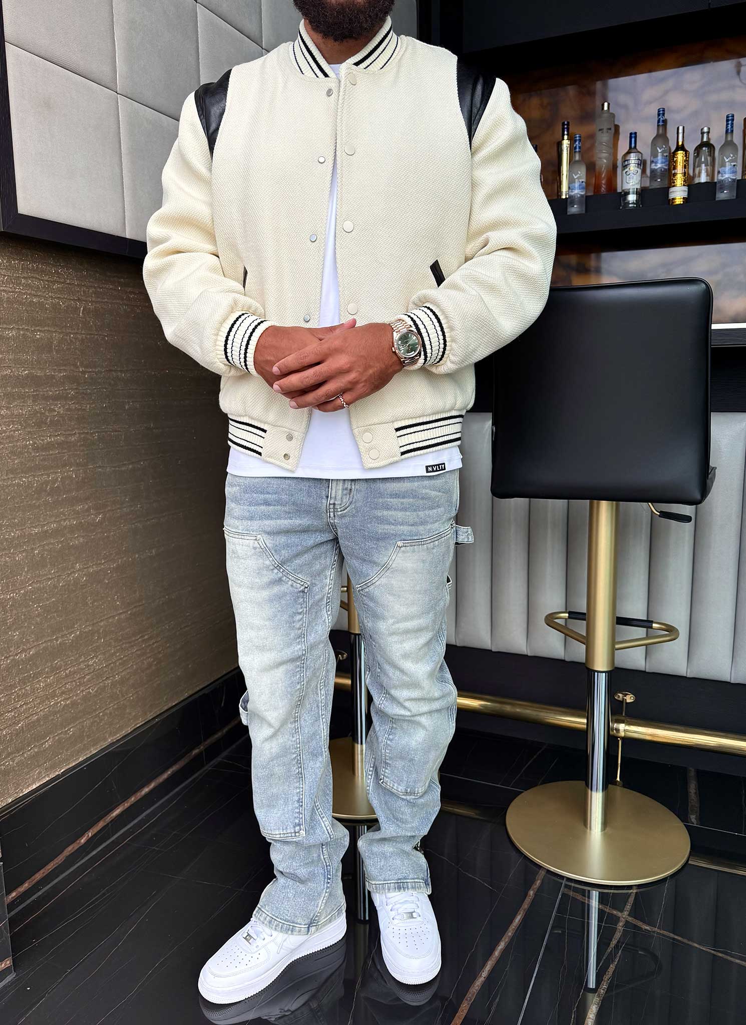 Heavyweight Wool Bomber Jacket - Ivory
