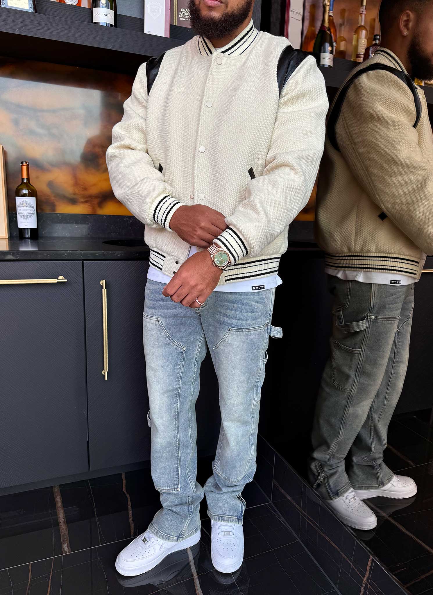 Heavyweight Wool Bomber Jacket - Ivory