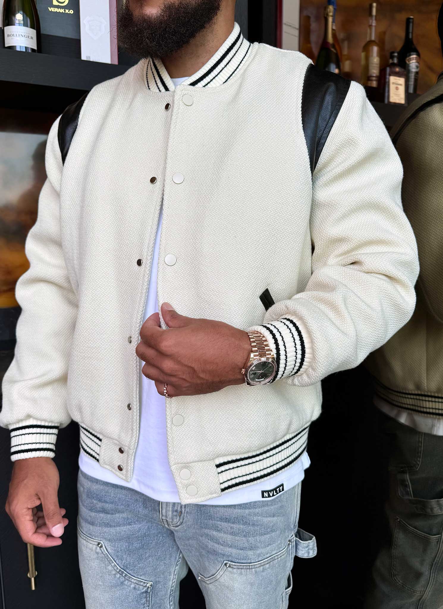 Heavyweight Wool Bomber Jacket - Ivory