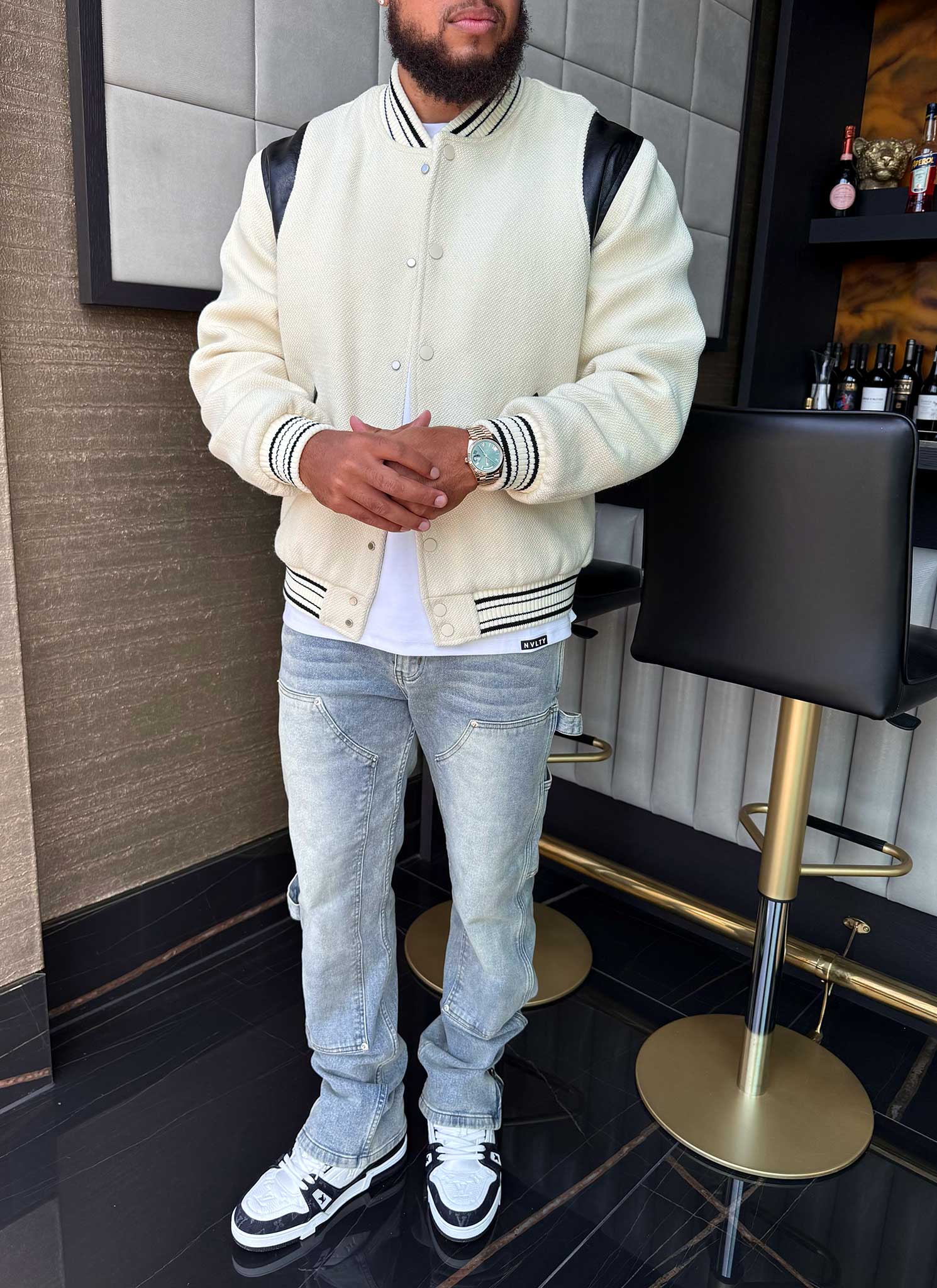 Heavyweight Wool Bomber Jacket - Ivory