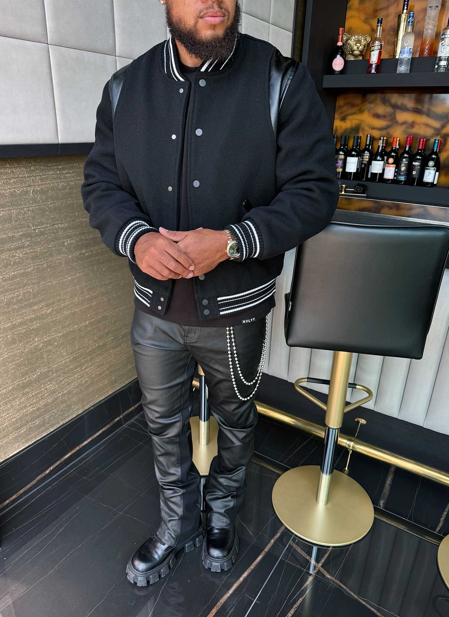 Heavyweight Wool Bomber Jacket - Black