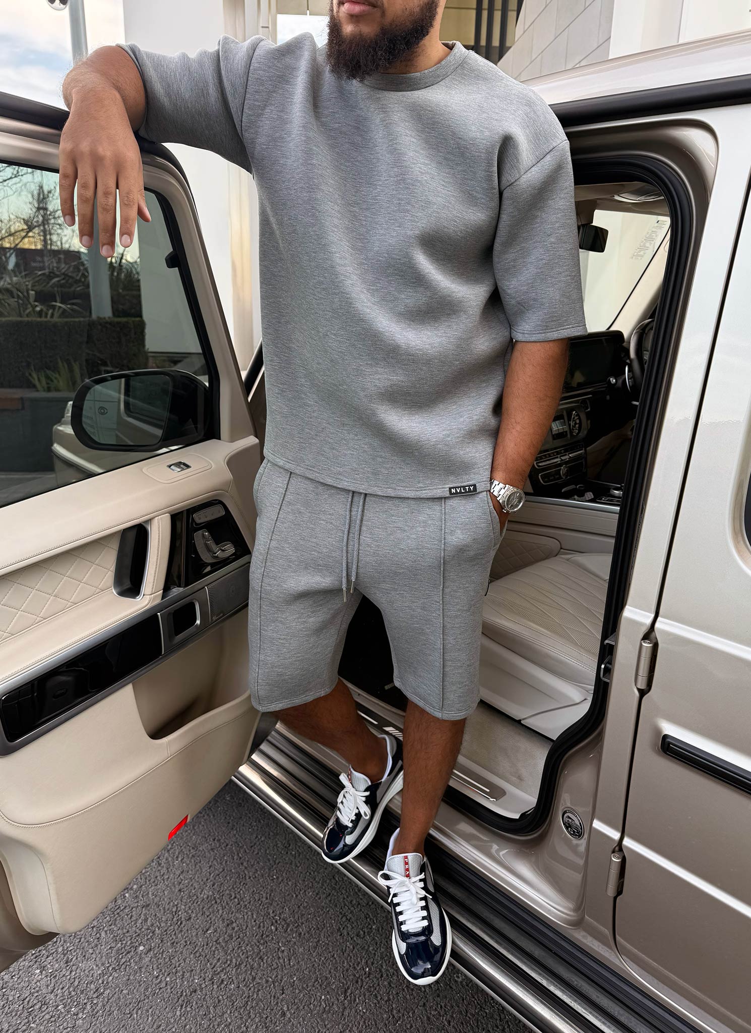 Strukturierte Scuba-Shorts - Grau