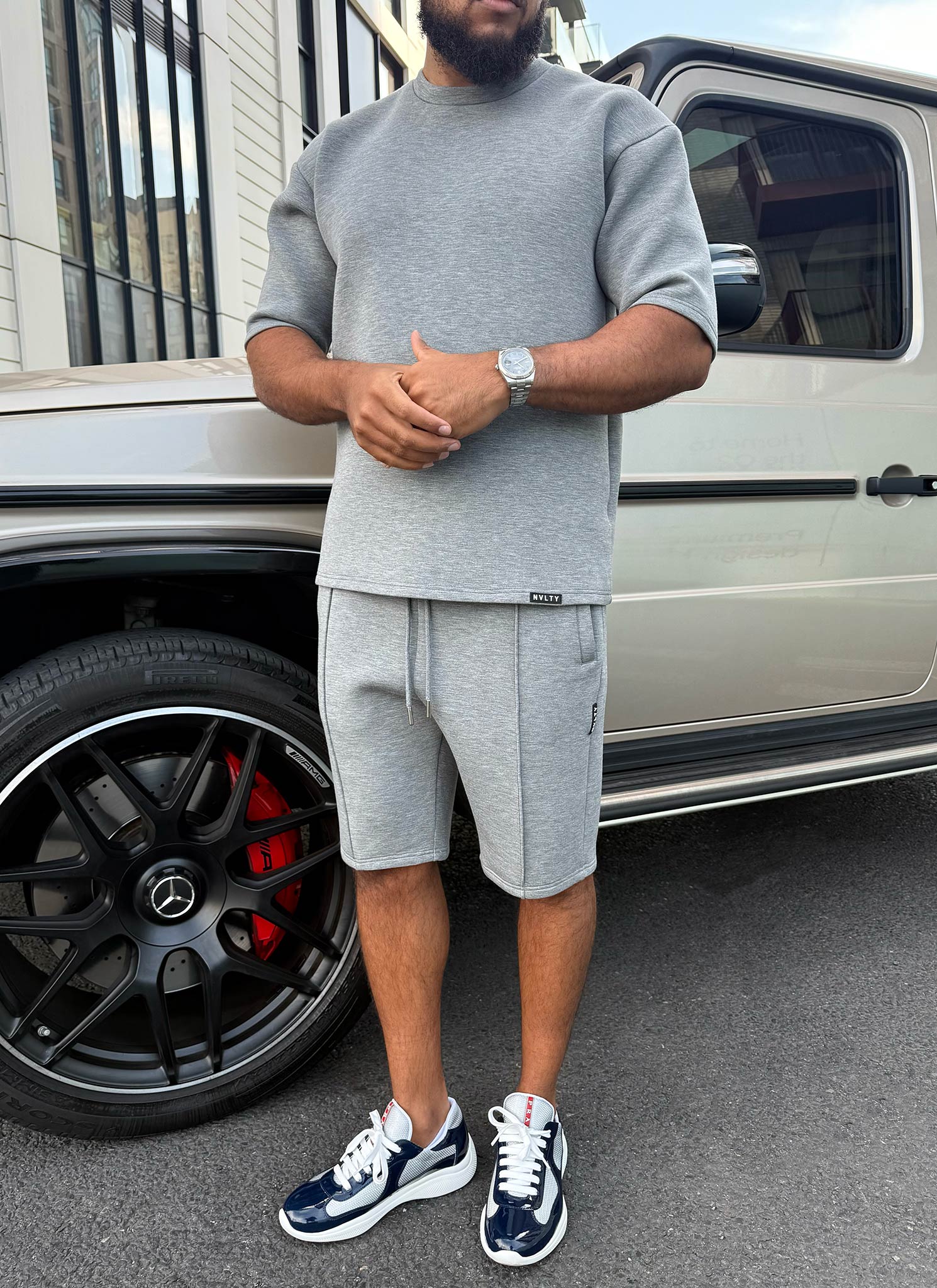 Strukturierte Scuba-Shorts - Grau