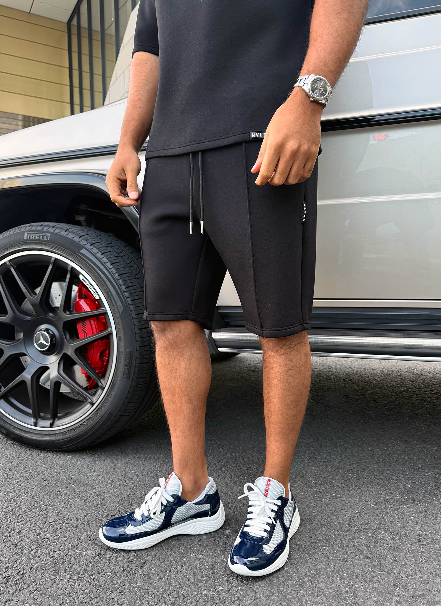 Strukturierte Scuba-Shorts - Schwarz