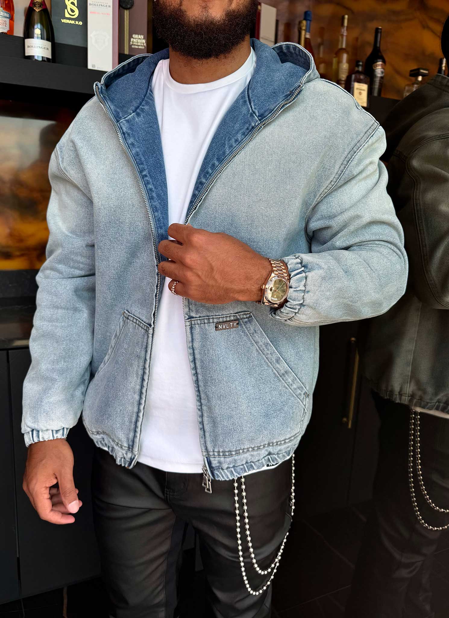 Heavyweight Denim Zip Hoodie - Blue