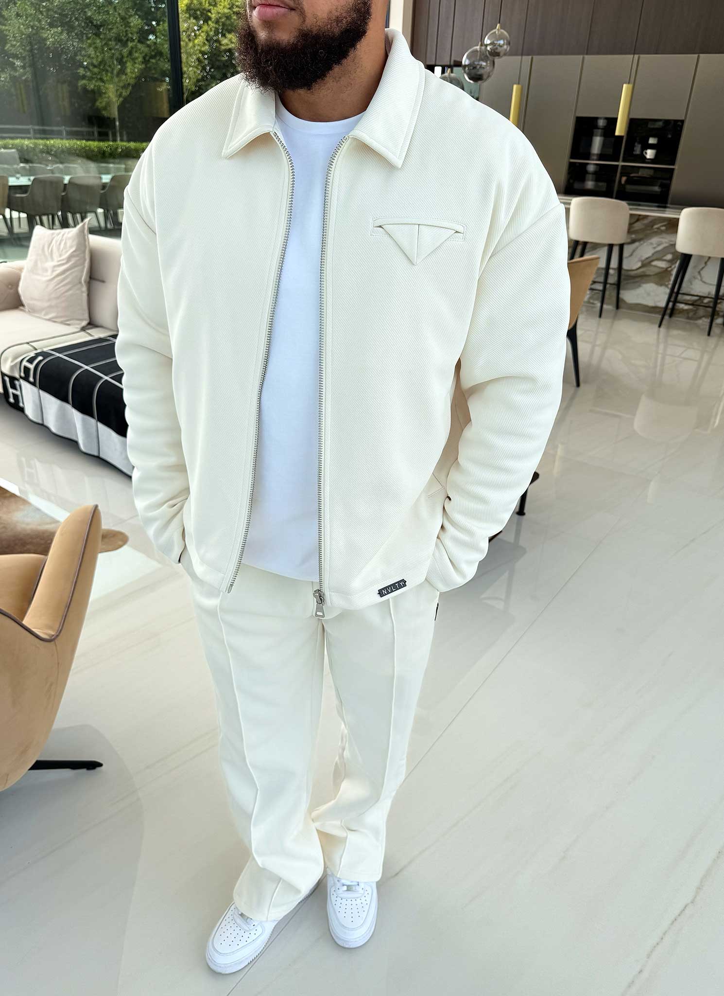 Twill Pocket Square Jacket - Ivory