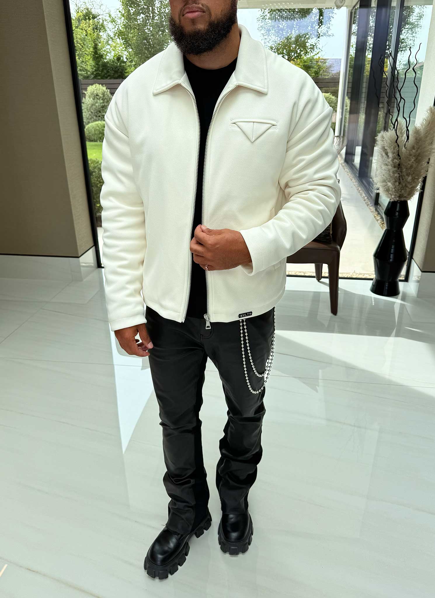 Twill Pocket Square Jacket - Ivory