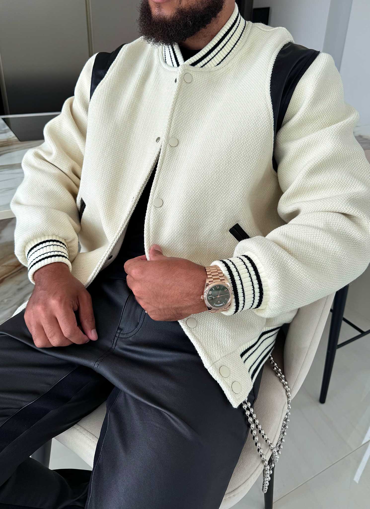 Heavyweight Wool Bomber Jacket - Ivory