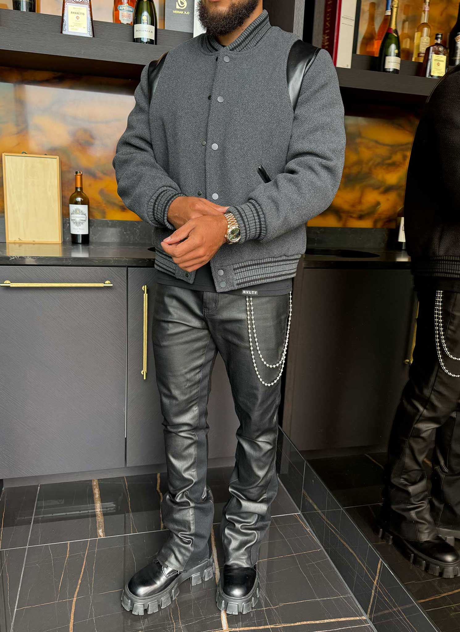 Heavyweight Wool Bomber Jacket - Grey