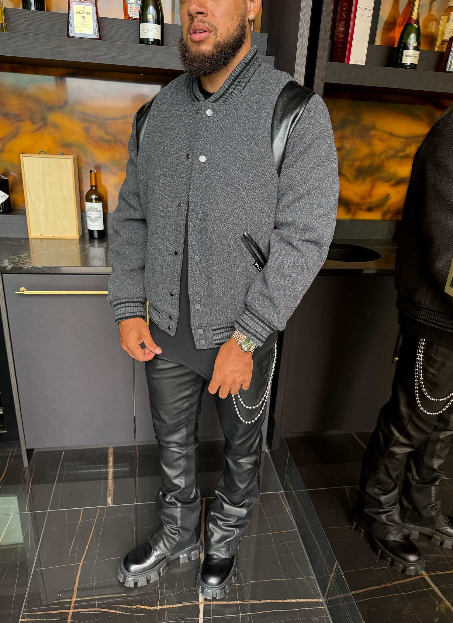 Heavyweight Wool Bomber Jacket - Grey