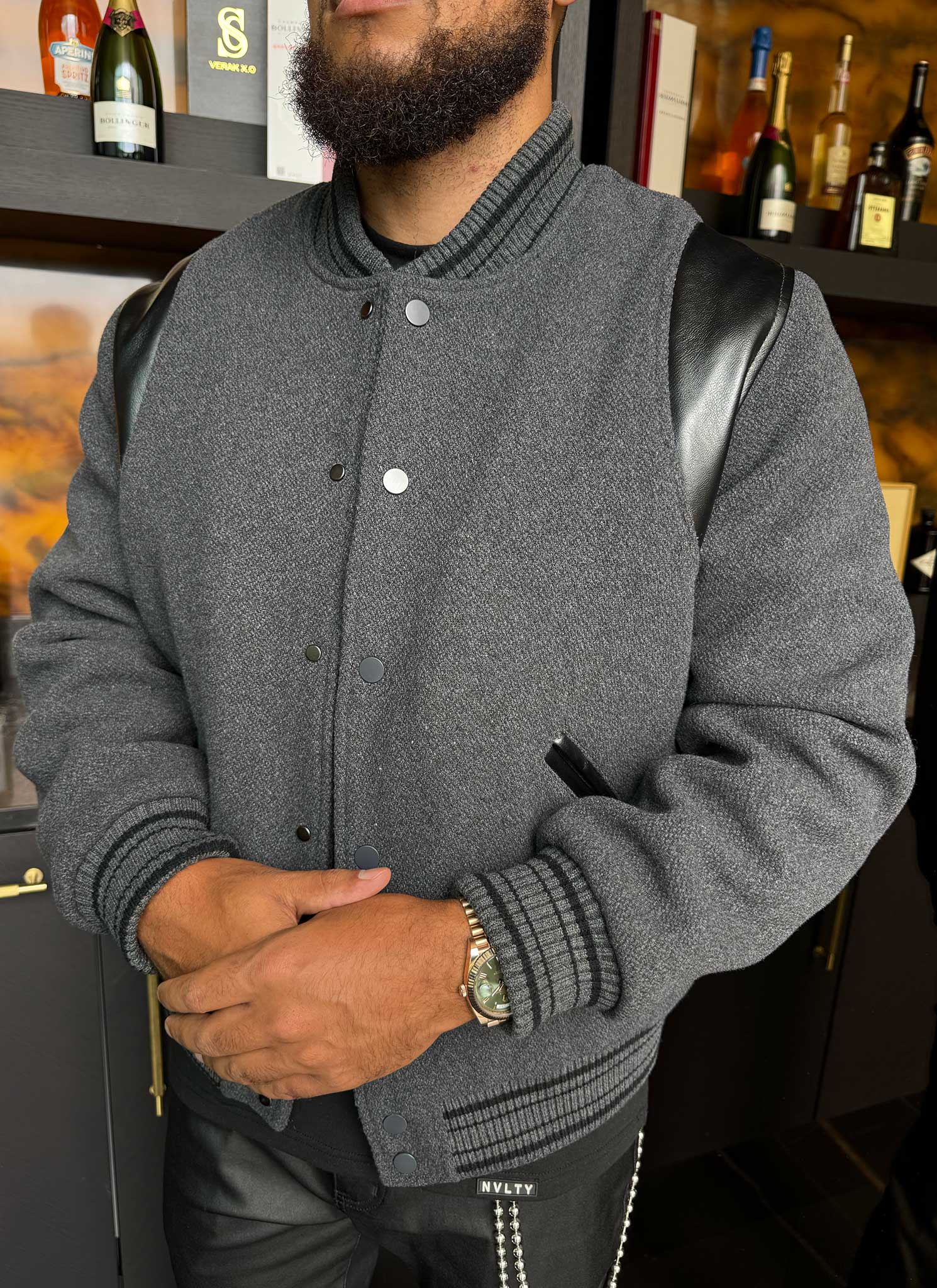 Heavyweight Wool Bomber Jacket - Grey