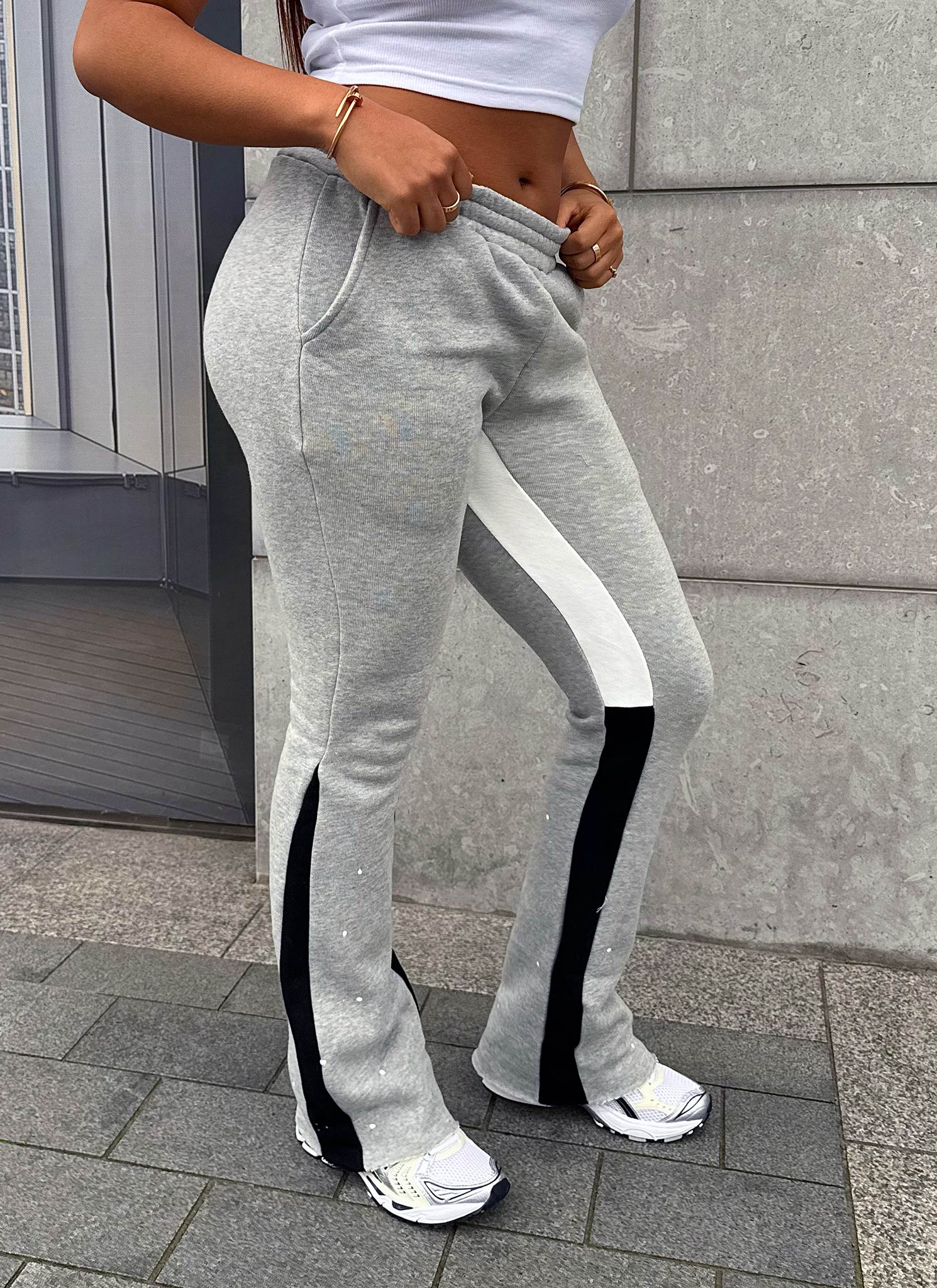 Vintage Flare Paint Joggers - Grey