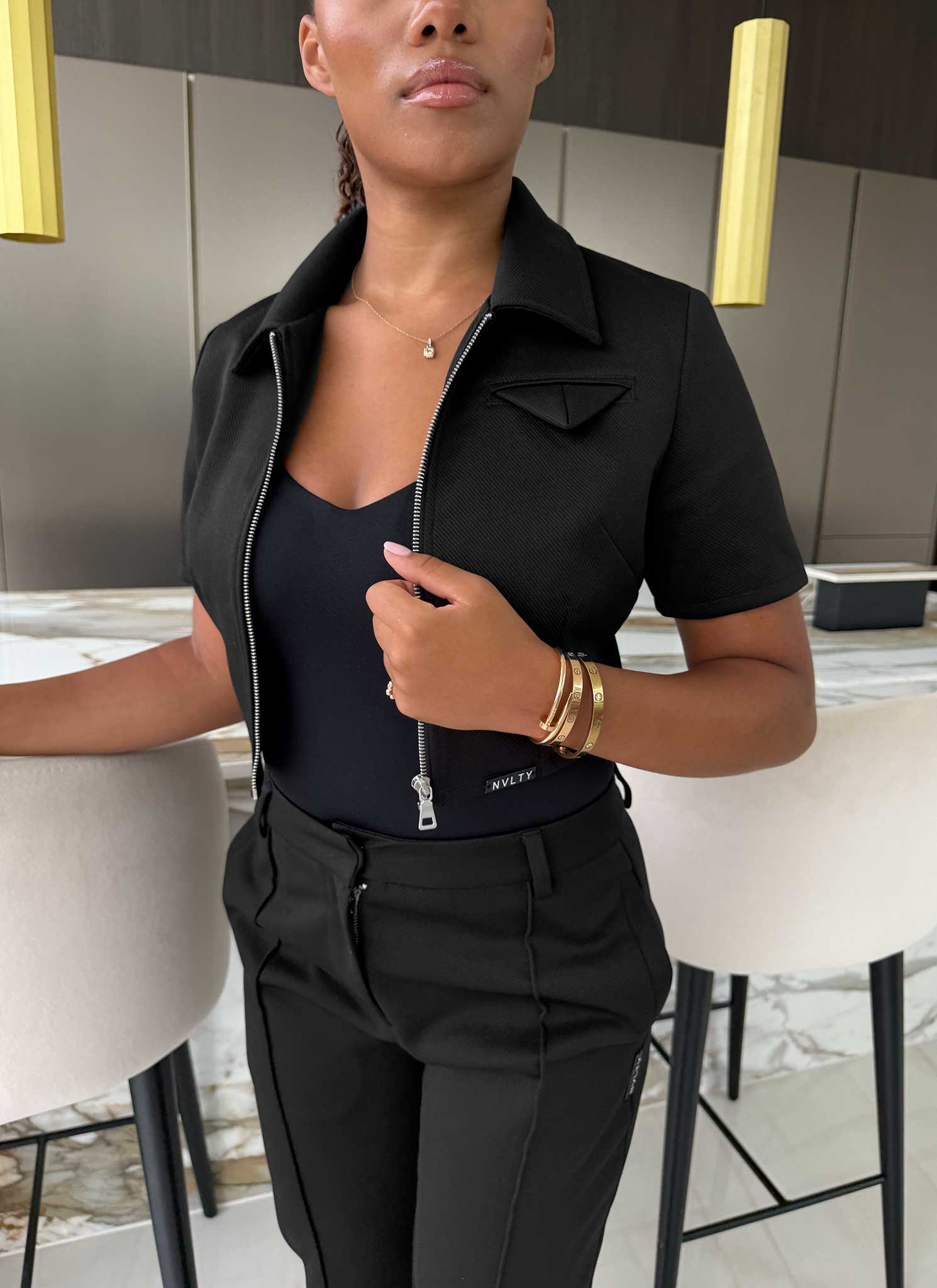 Twill Pocket Square Shirt - Black