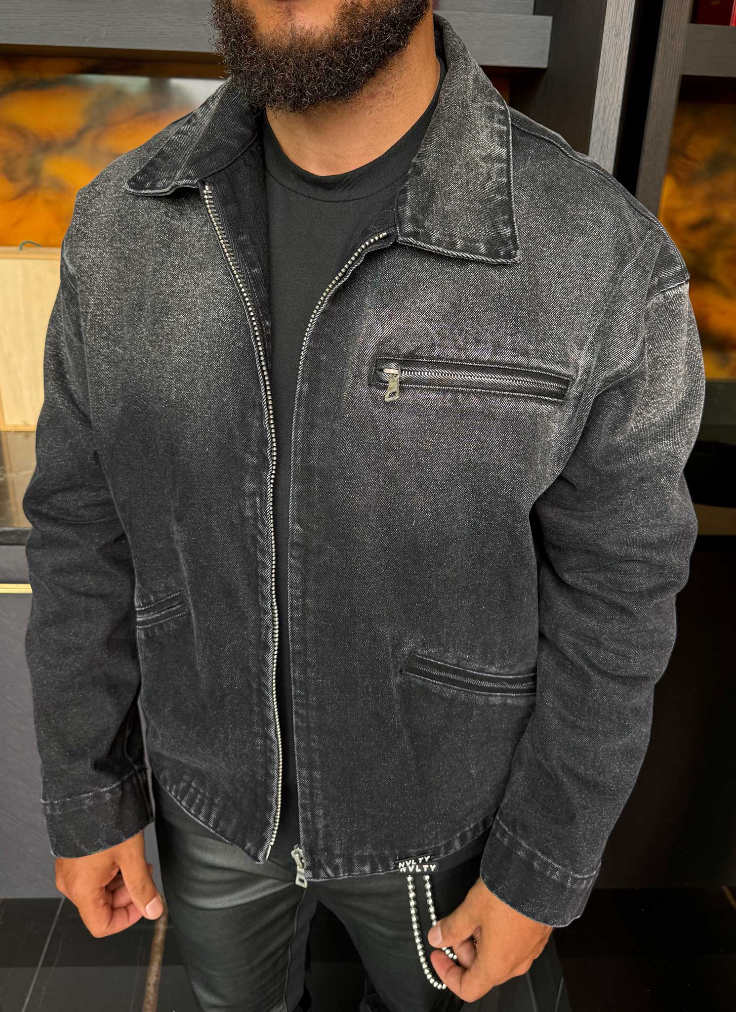 Vintage Deep Fade Denim Jacket - Black