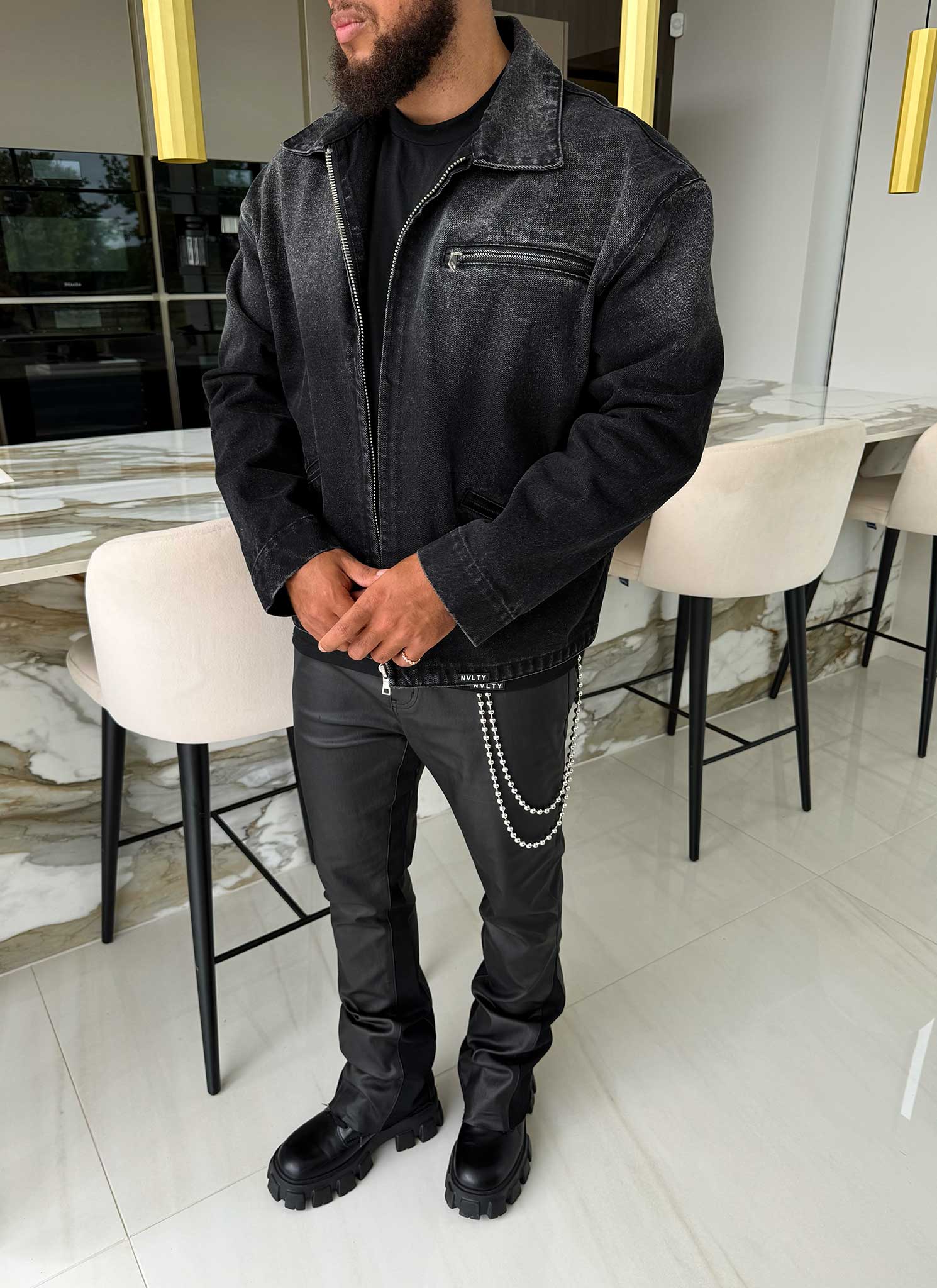 Vintage Deep Fade Denim Jacket - Black