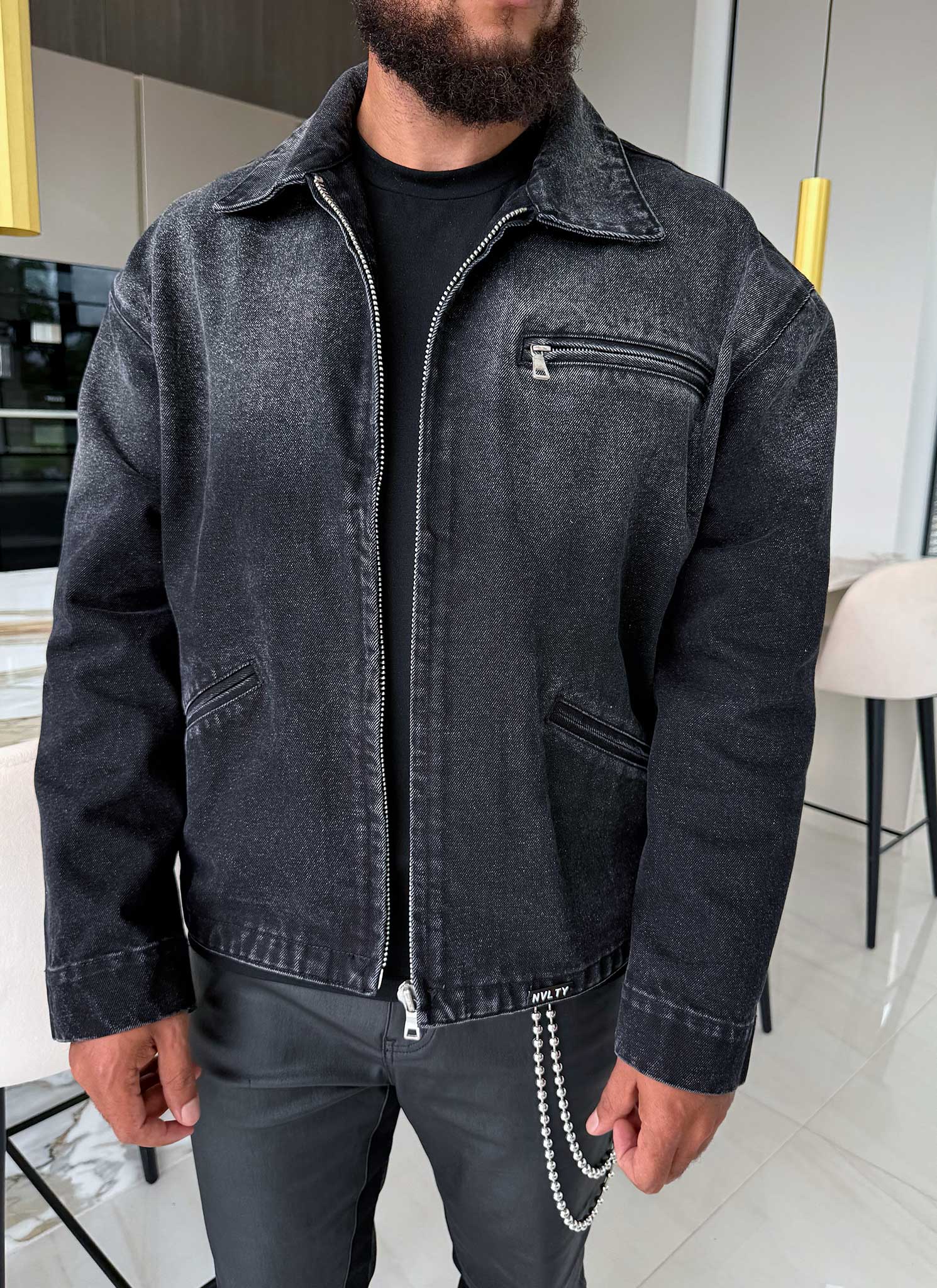Vintage Deep Fade Denim Jacket - Black