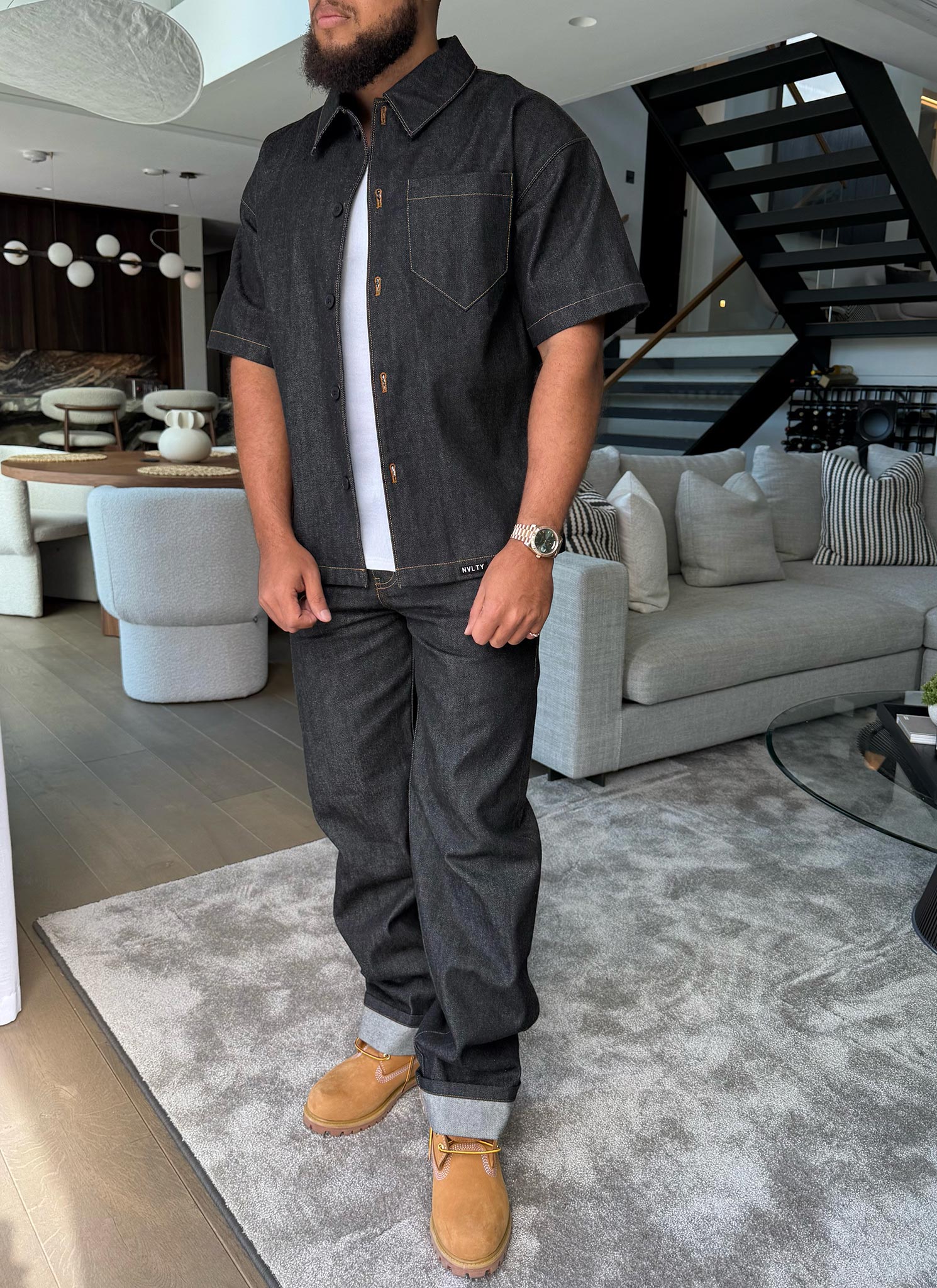 Structured Selvedge Jeans - Black