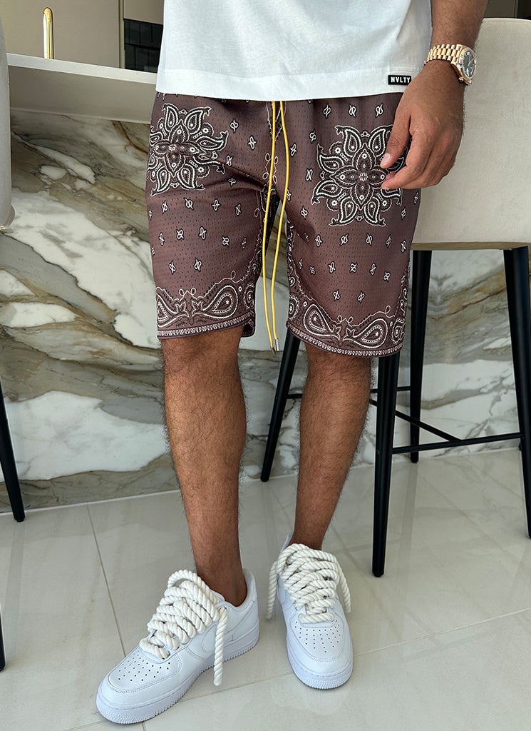 Paisley-Shorts - Braun
