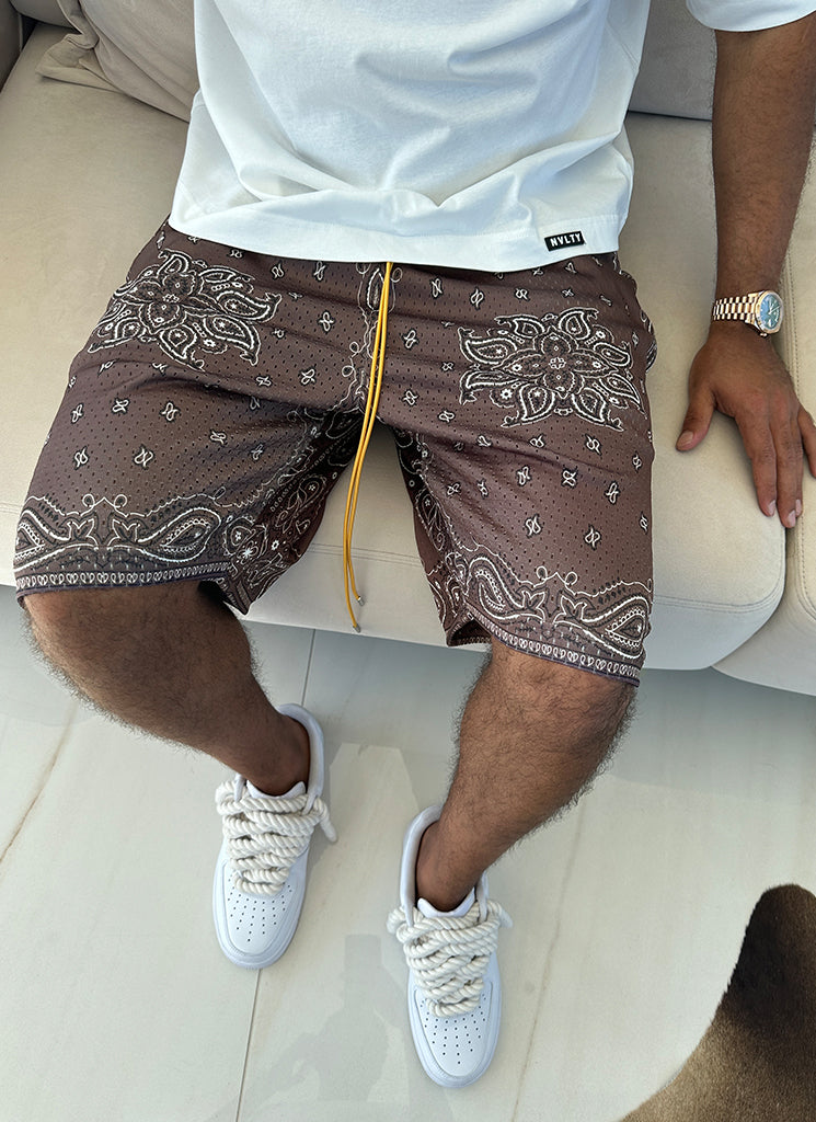 Paisley-Shorts - Braun