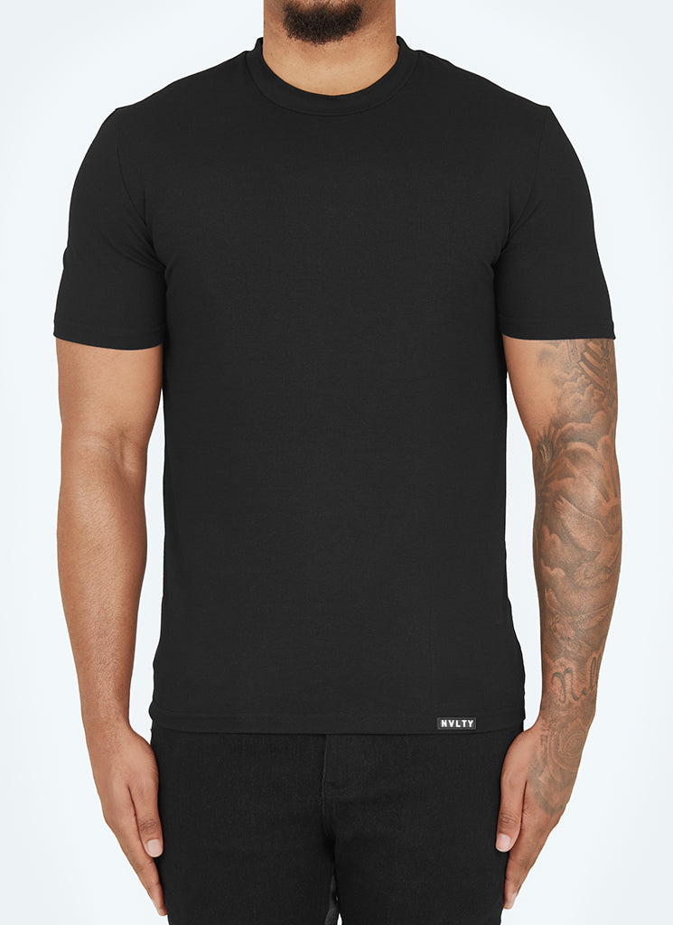 Tailliertes Strick-T-Shirt - Schwarz