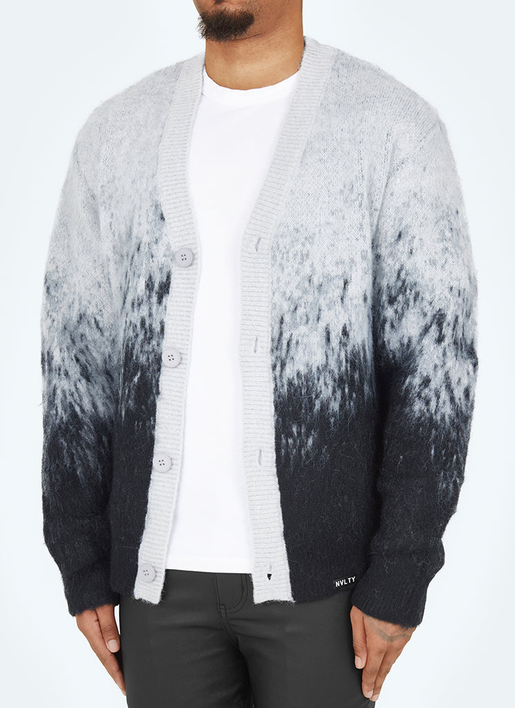 Mohair-Cardigan mit Farbverlauf - Schwarz