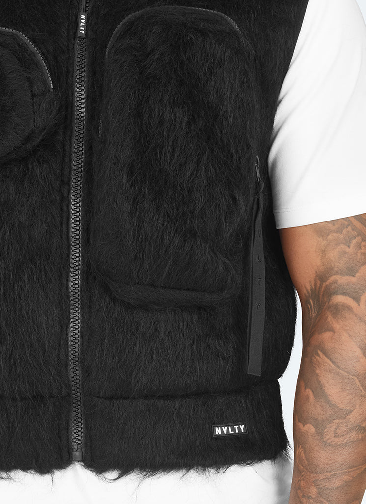 Mohair-Geschirr mit mehreren Taschen - Schwarz