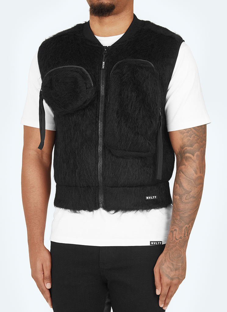 Mohair-Geschirr mit mehreren Taschen - Schwarz