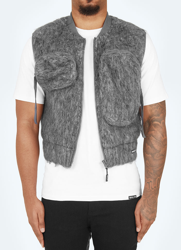 Mohair-Geschirr mit mehreren Taschen - Grau